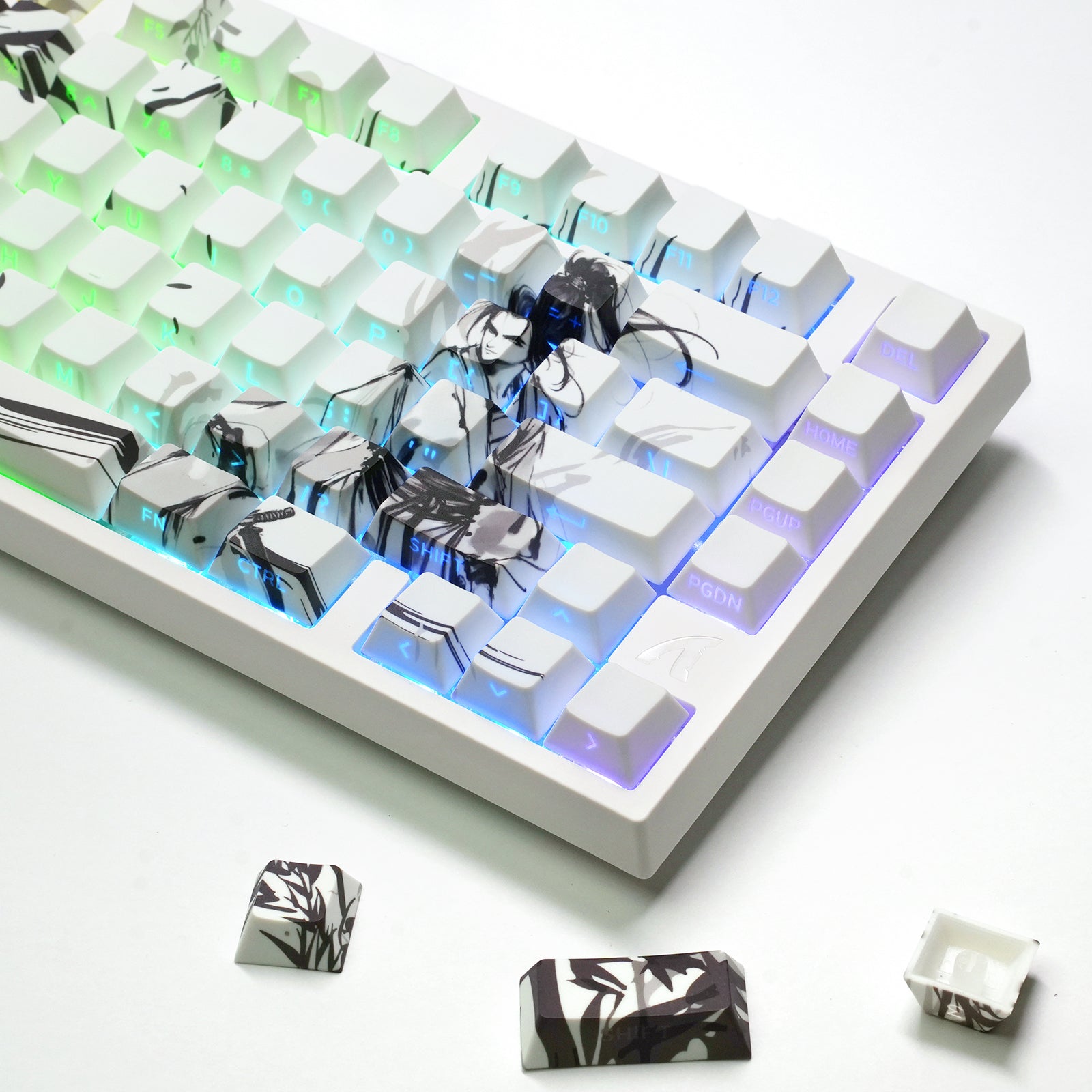 ATTACK SHARK SK02, 129 teclas, teclas PBT con impresión lateral, ANSI/ISO, caballero andante