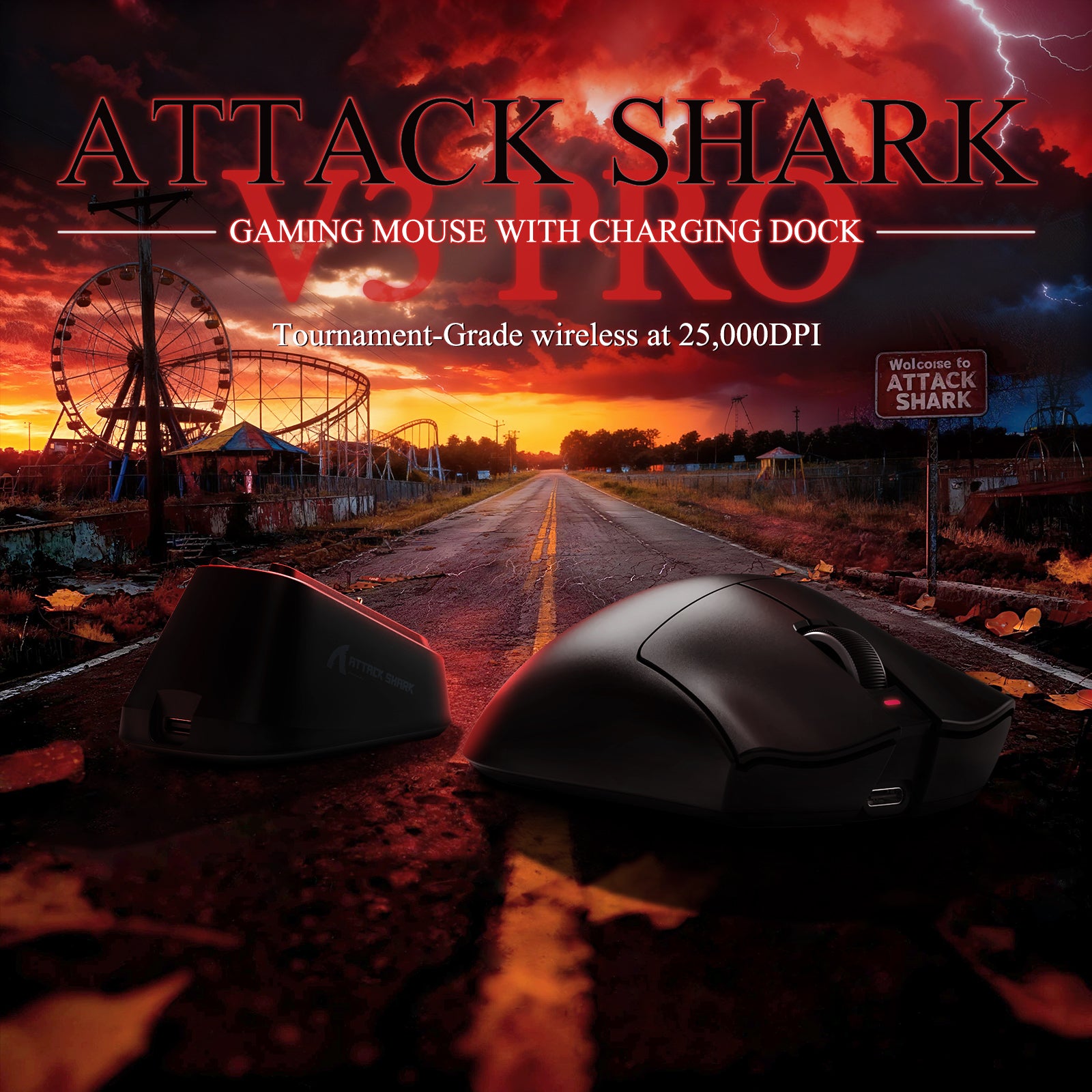 Ratón gaming tri-modo ultra ligero ATTACK SHARK V3PRO con base de carga