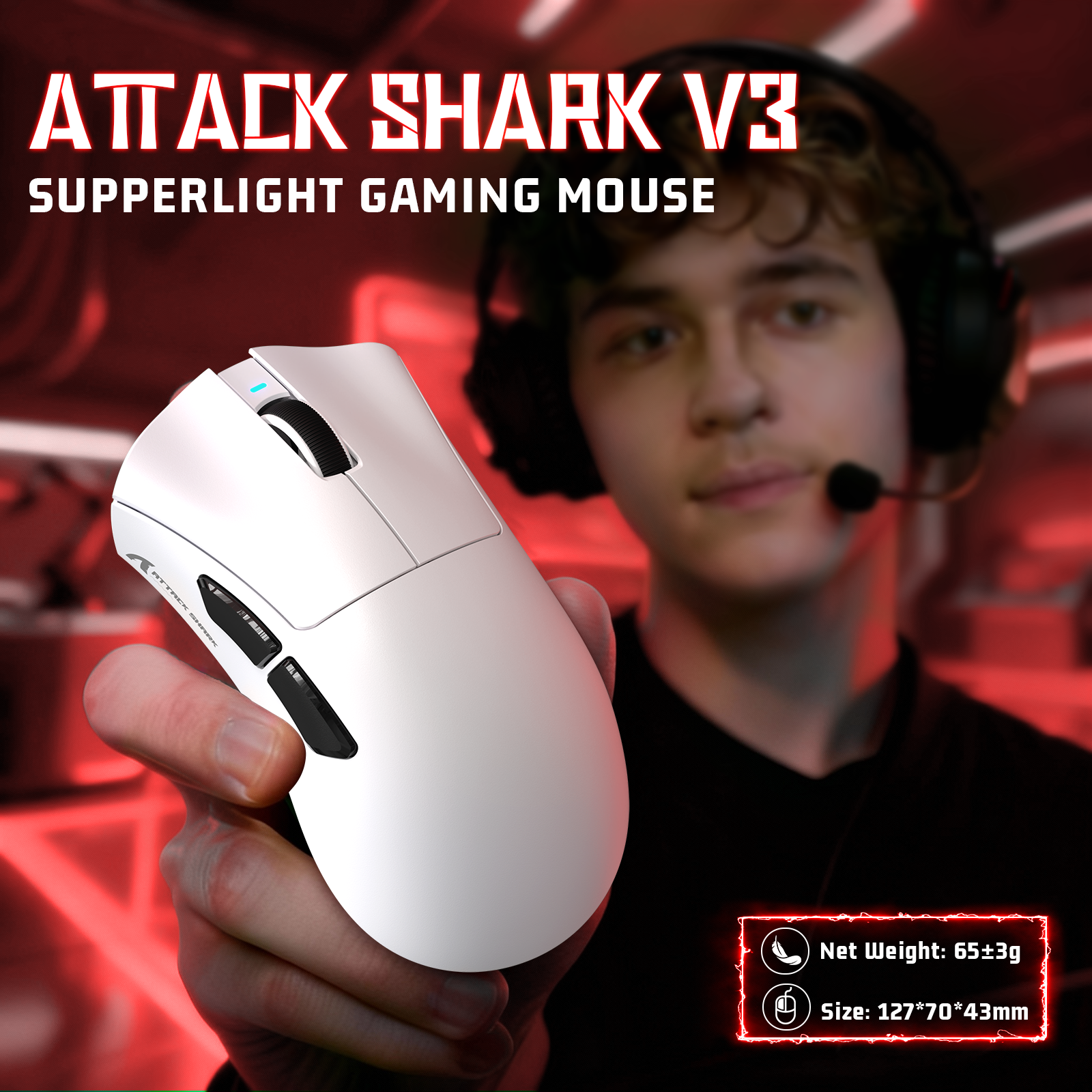 Ratón gaming tri-modo ultra ligero ATTACK SHARK V3