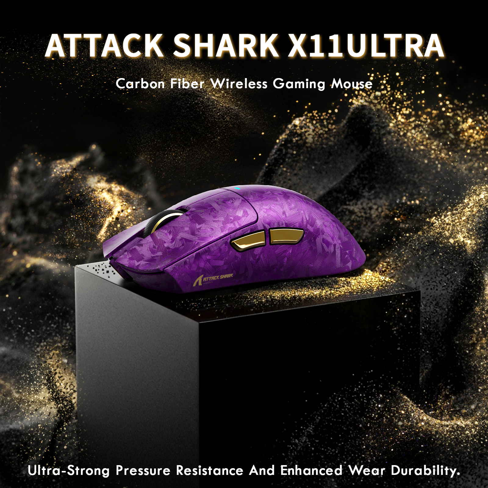 Ratón para juegos inalámbrico ATTACK SHARK X11 ULTRA Carbon Fiber con cable LED Ultra C06