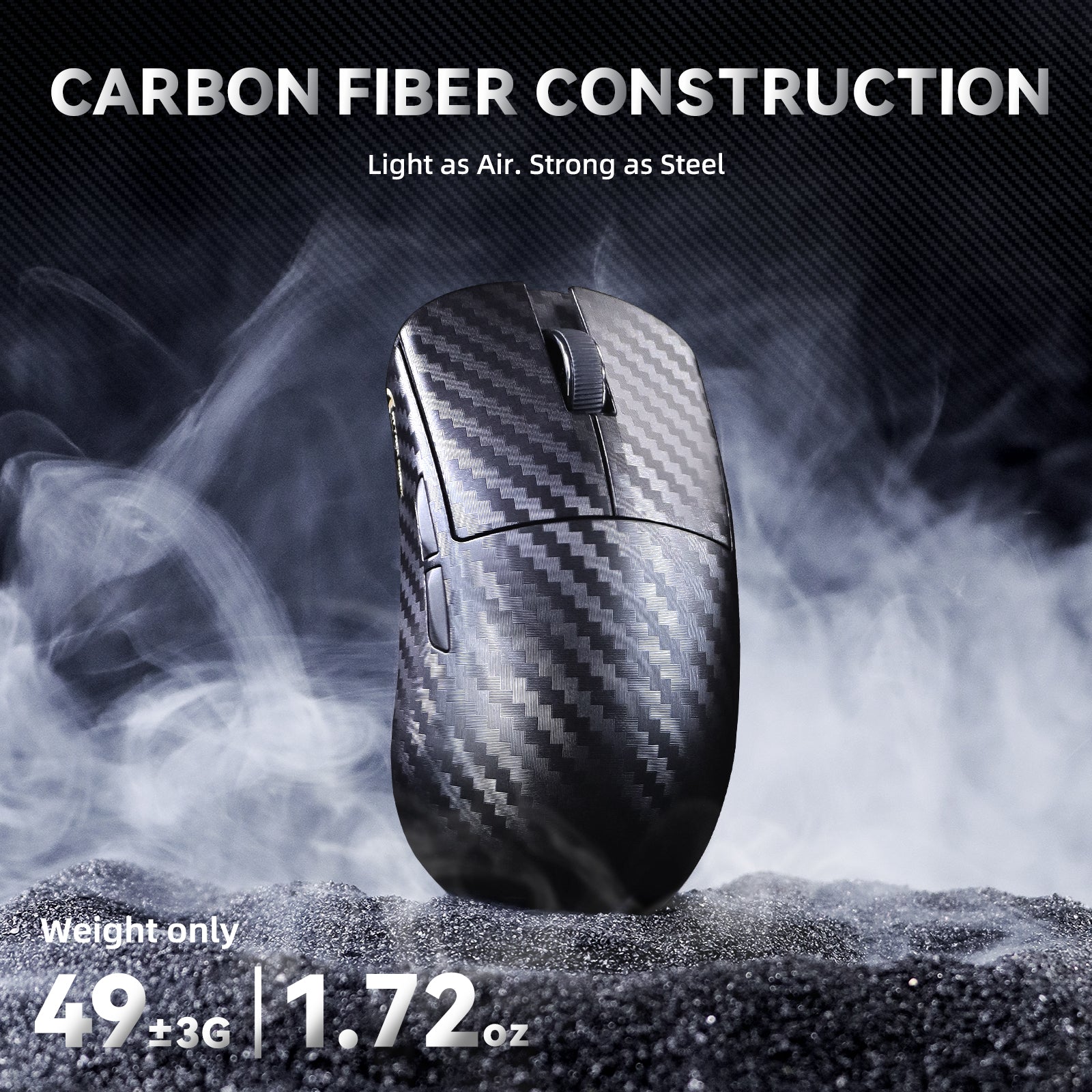 Ratón para juegos inalámbrico ATTACK SHARK R11 ULTRA Carbon Fiber 8K PAW3950MAX con cable LED Ultra C06
