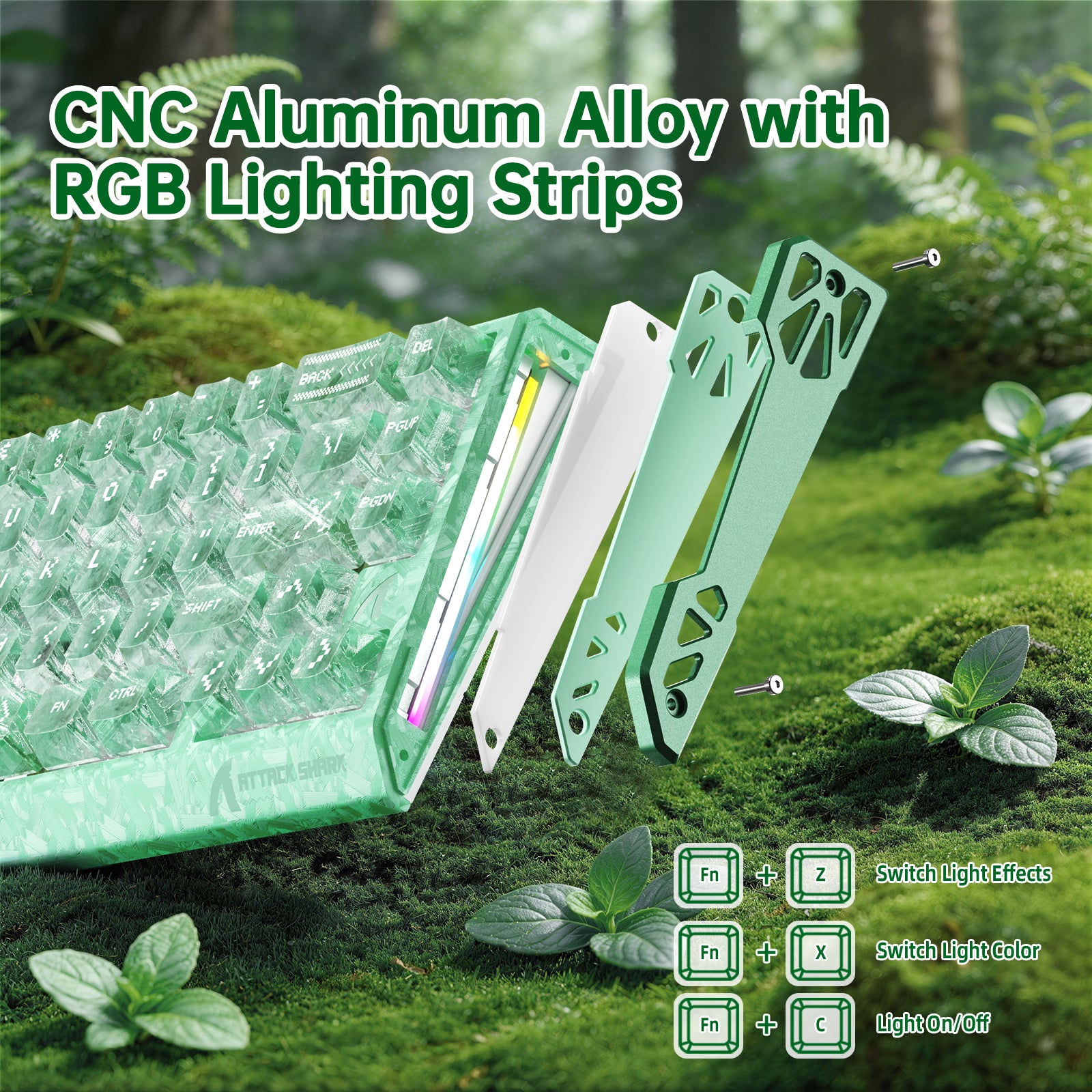 Teclado ATTACK SHARK R68 HE Rapid Trigger con cable en espiral RGB C01 Ultra de fibra de carbono con cableado