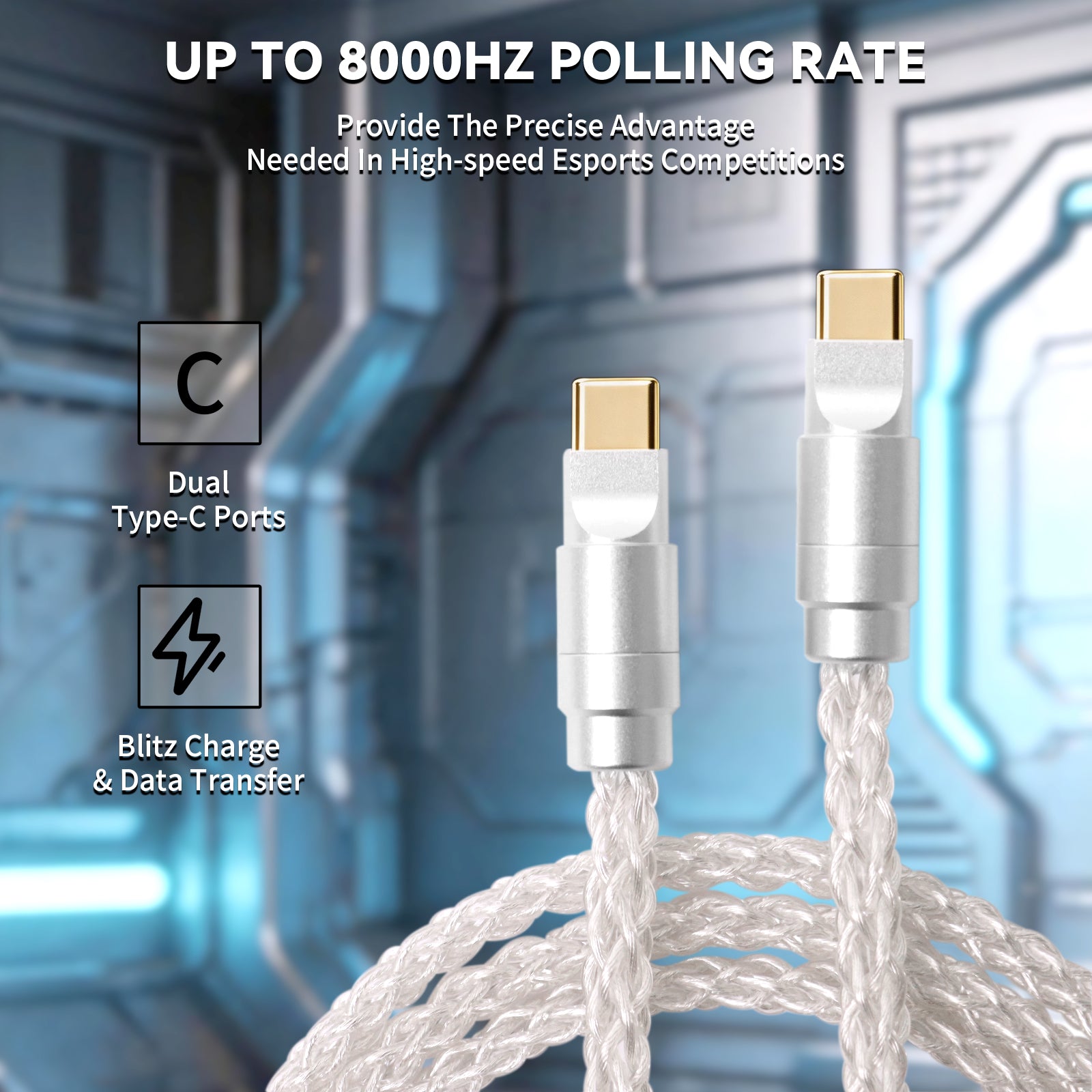 Cable 2 en 1 ATTACK SHARK C07 PRO Tipo C para teclado/ratón de juego 8KHz