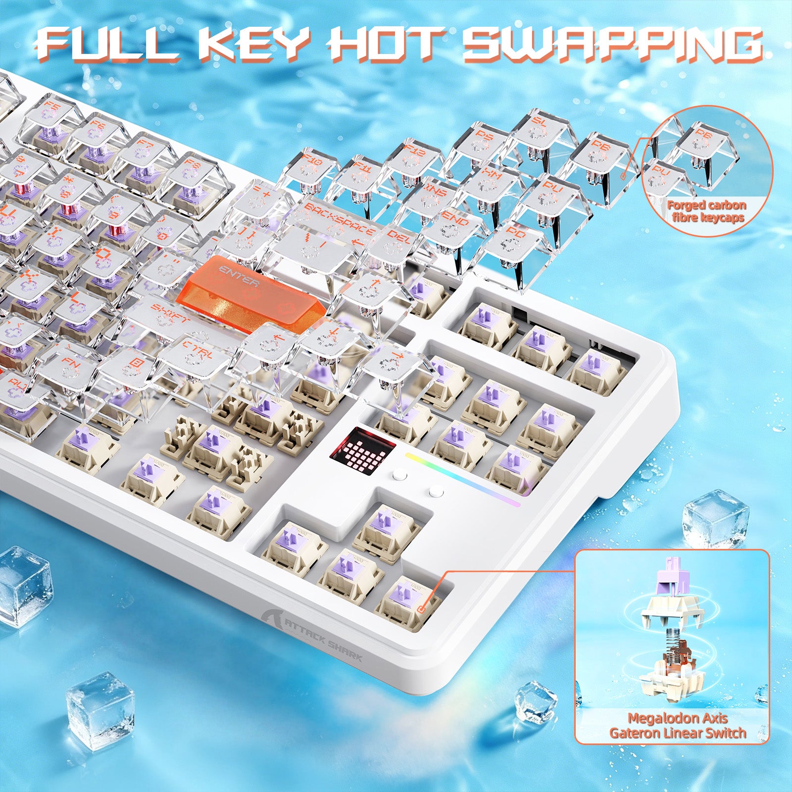 Teclado de juego inalámbrico ATTACK SHARK X87 ULTRA con receptor 8KHz y cable en espiral RGB
