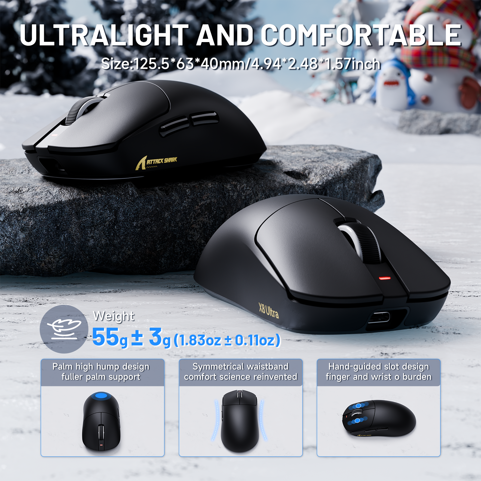 Ratón gaming inalámbrico ATTACK SHARK X8 Ultra 8KHz con cable C06 Ultra