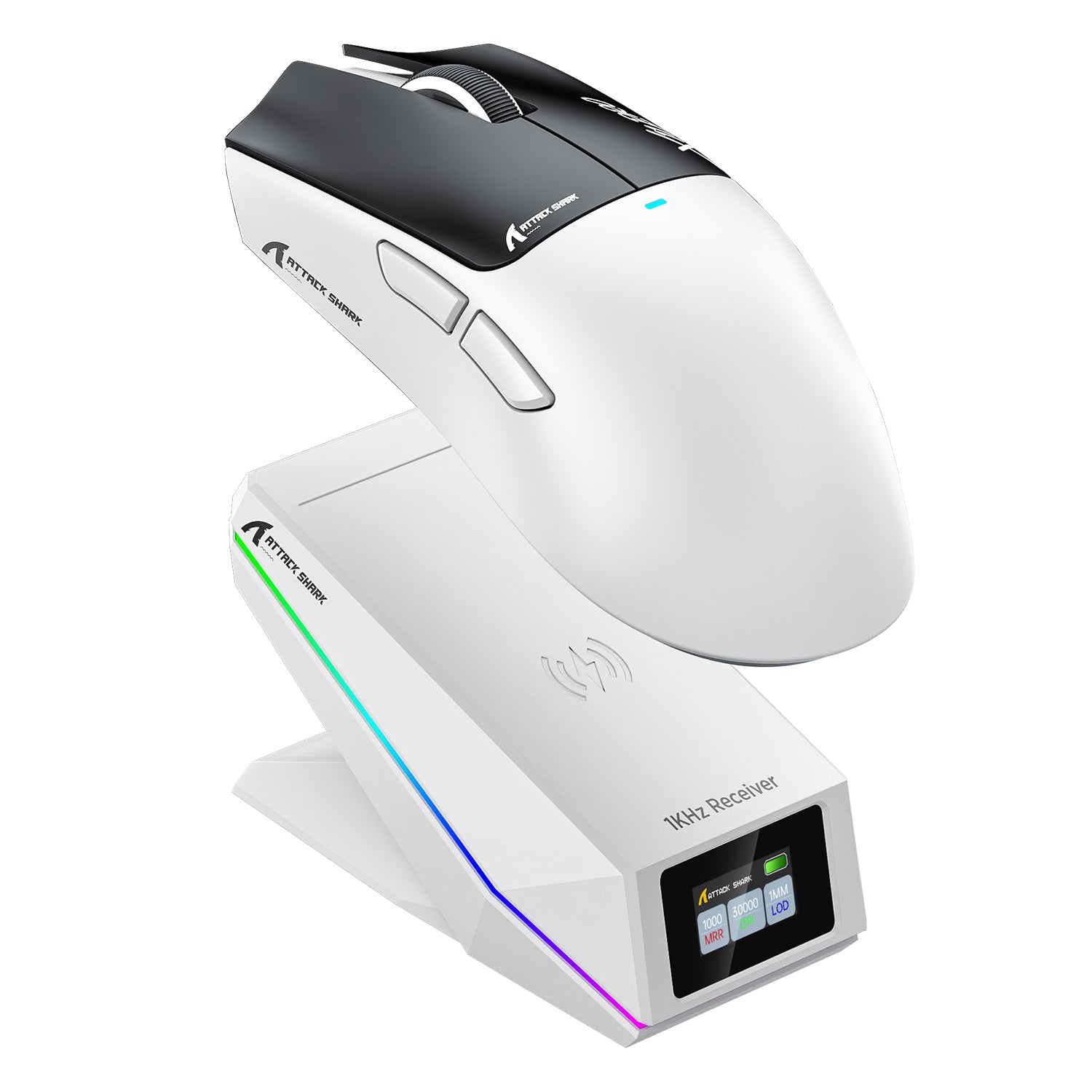 Ratón inalámbrico para juegos ATTACK SHARK X11 PRO V2 con pantalla TFT y base de carga con cable en espiral C06