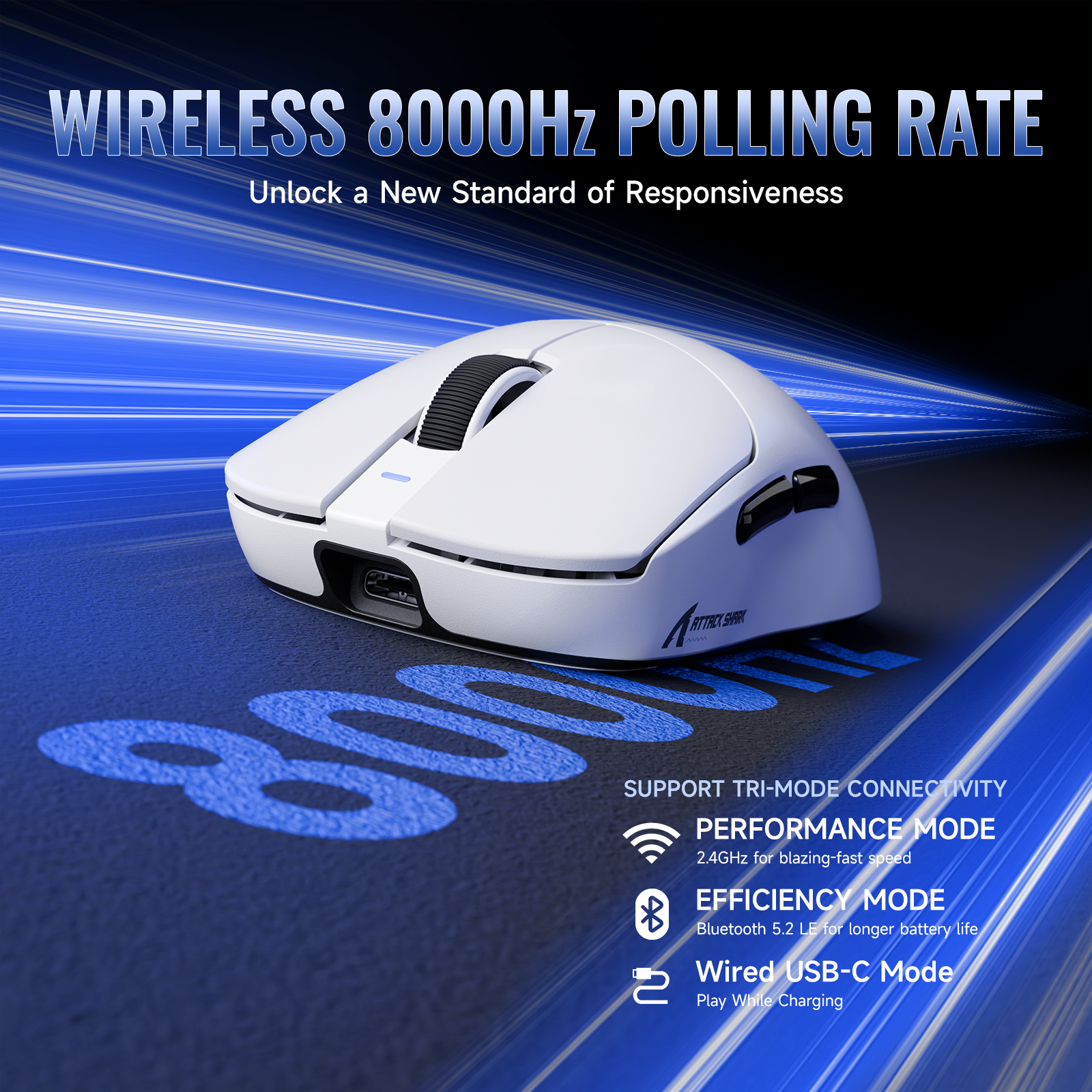 Ratón inalámbrico ligero para juegos ATTACK SHARK X8 Series de tres modos