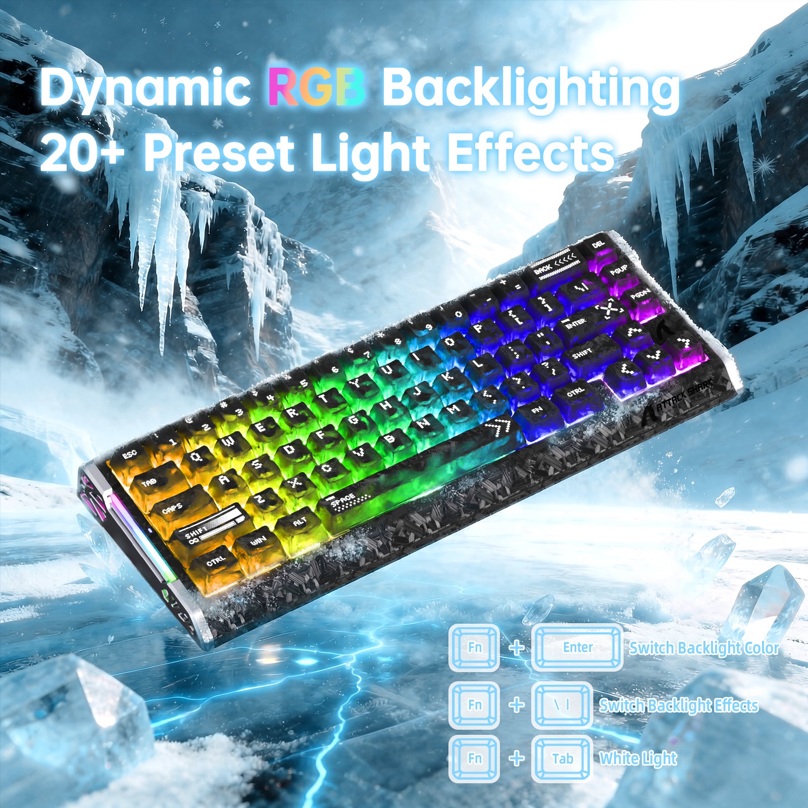 Teclado ATTACK SHARK R68 HE Rapid Trigger con cable en espiral RGB C01 Ultra de fibra de carbono con cableado
