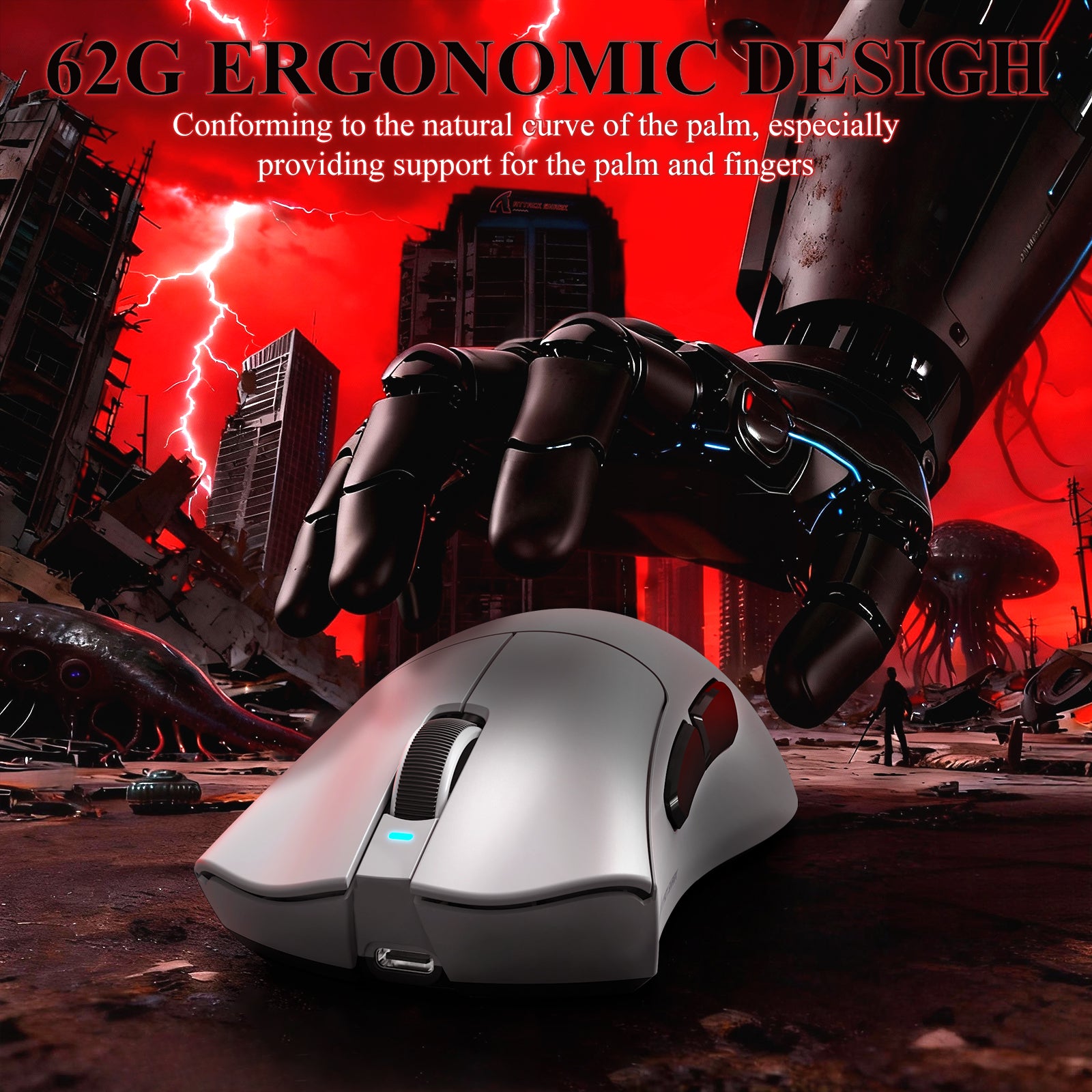 Ratón gaming tri-modo ultra ligero ATTACK SHARK V3PRO con base de carga