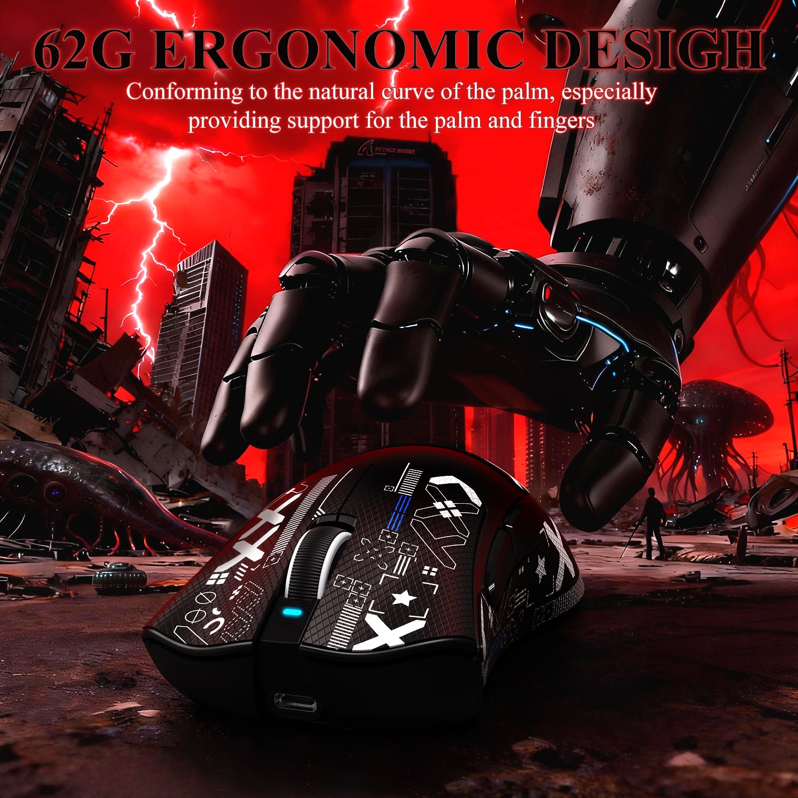 Ratón gaming tri-modo ultra ligero ATTACK SHARK V3PRO con base de carga