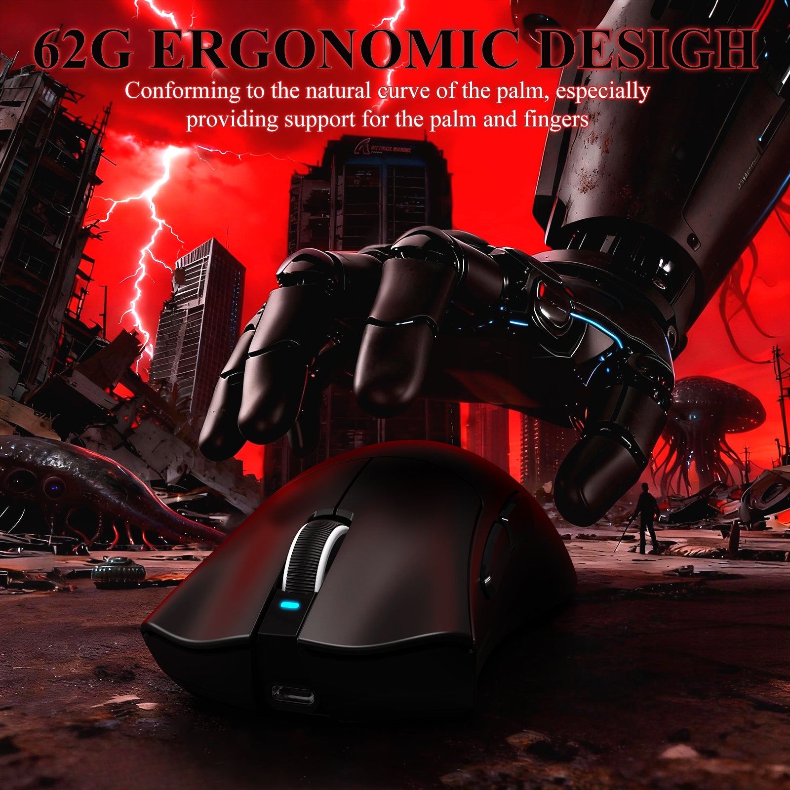 Ratón gaming tri-modo ultra ligero ATTACK SHARK V3PRO con base de carga