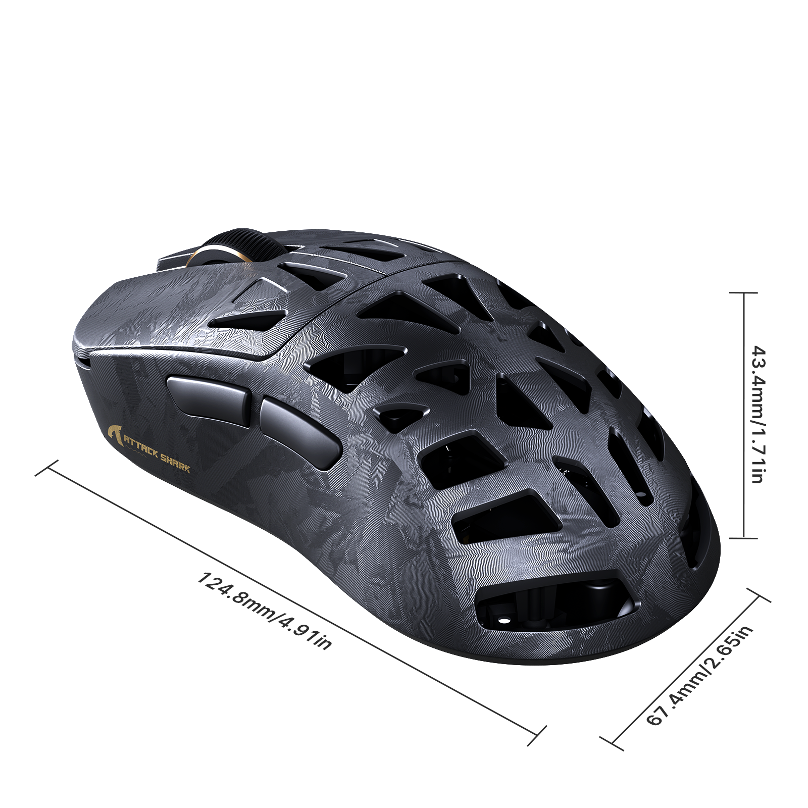 Ratón para juegos inalámbrico ATTACK SHARK RS6 ULTRA de fibra de carbono PAW3955MAX