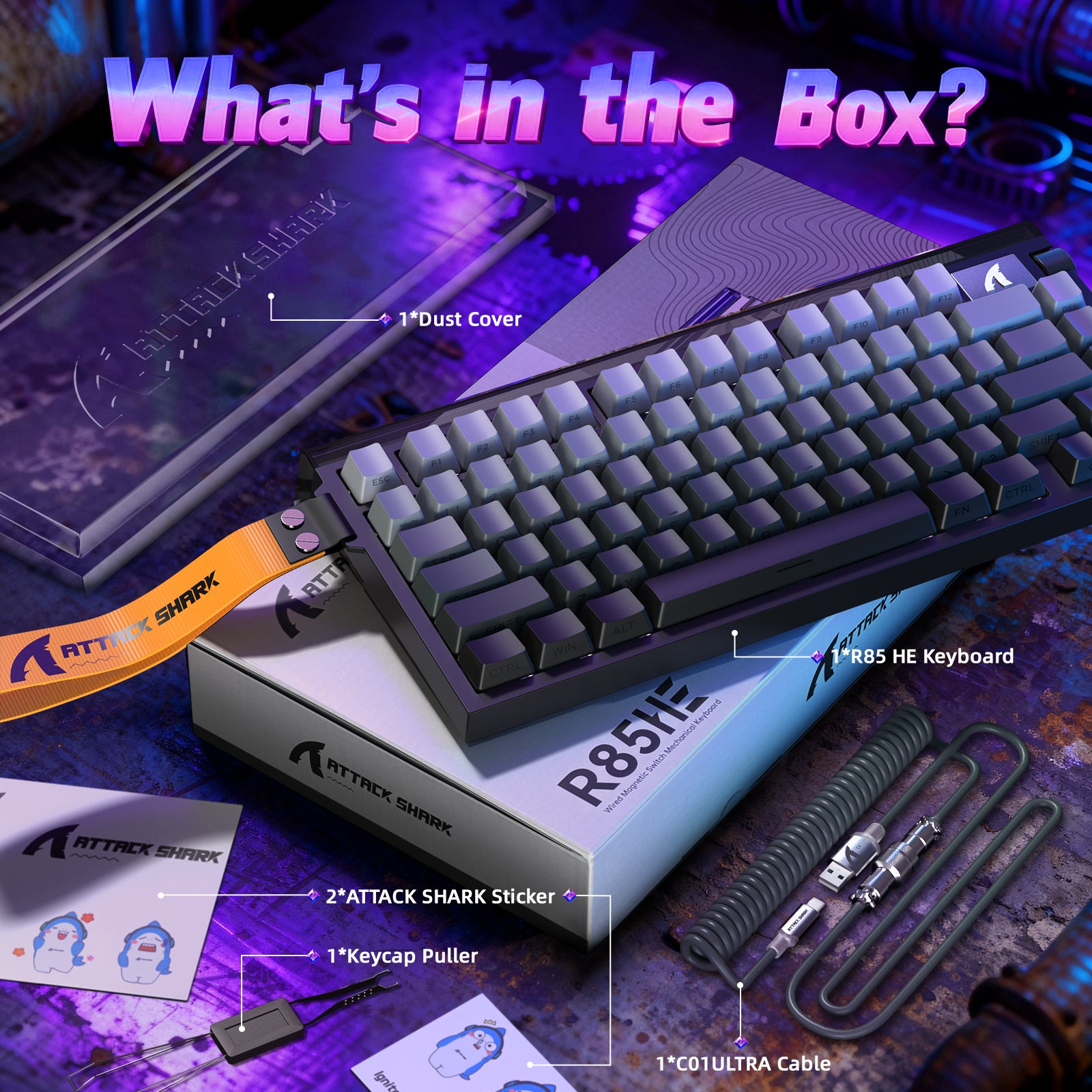 Teclado ATTACK SHARK R85 HE Rapid Trigger con cable LED C01ULTRA