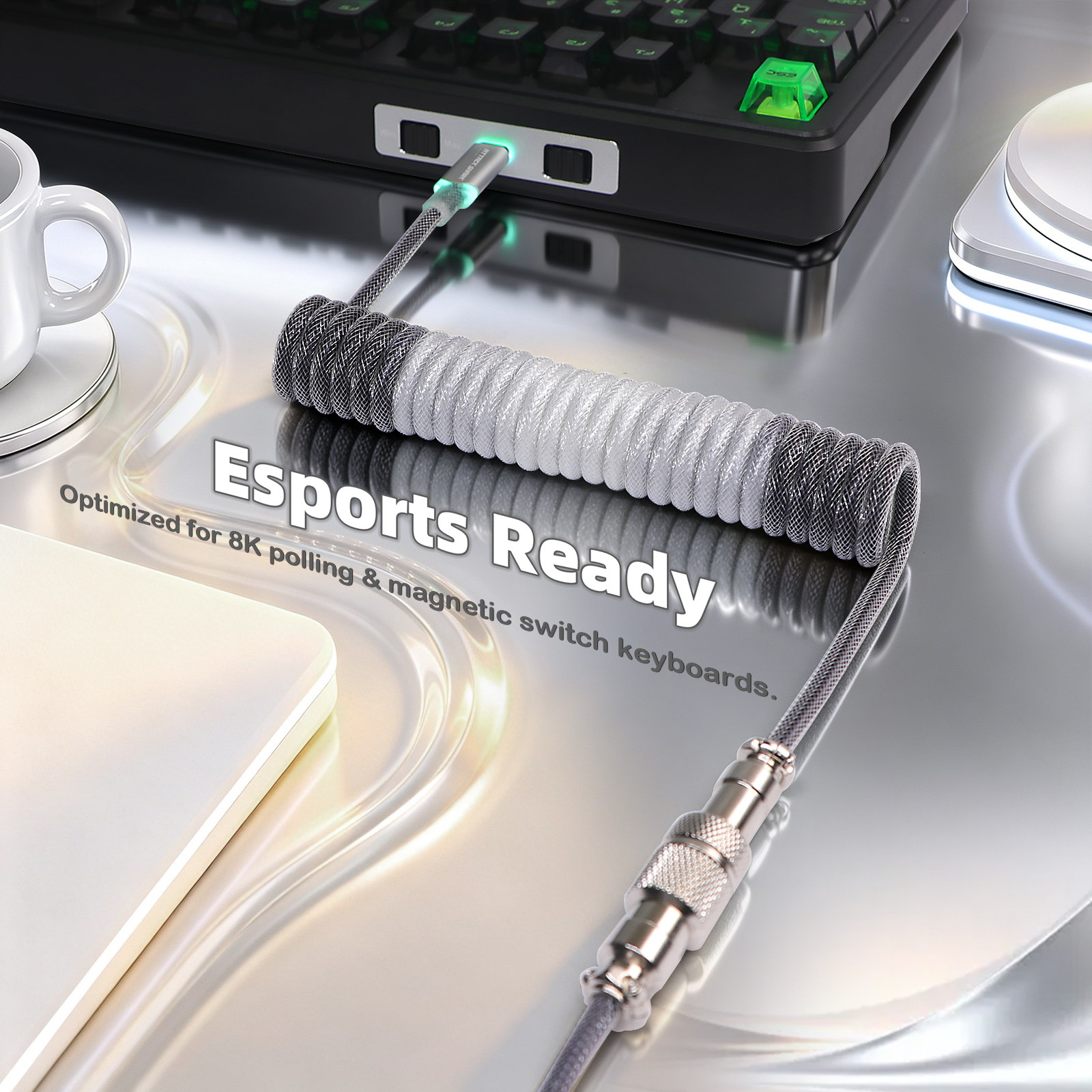 Cable en espiral ATTACK SHARK C01ULTIMATE para teclado magnético 8KHz