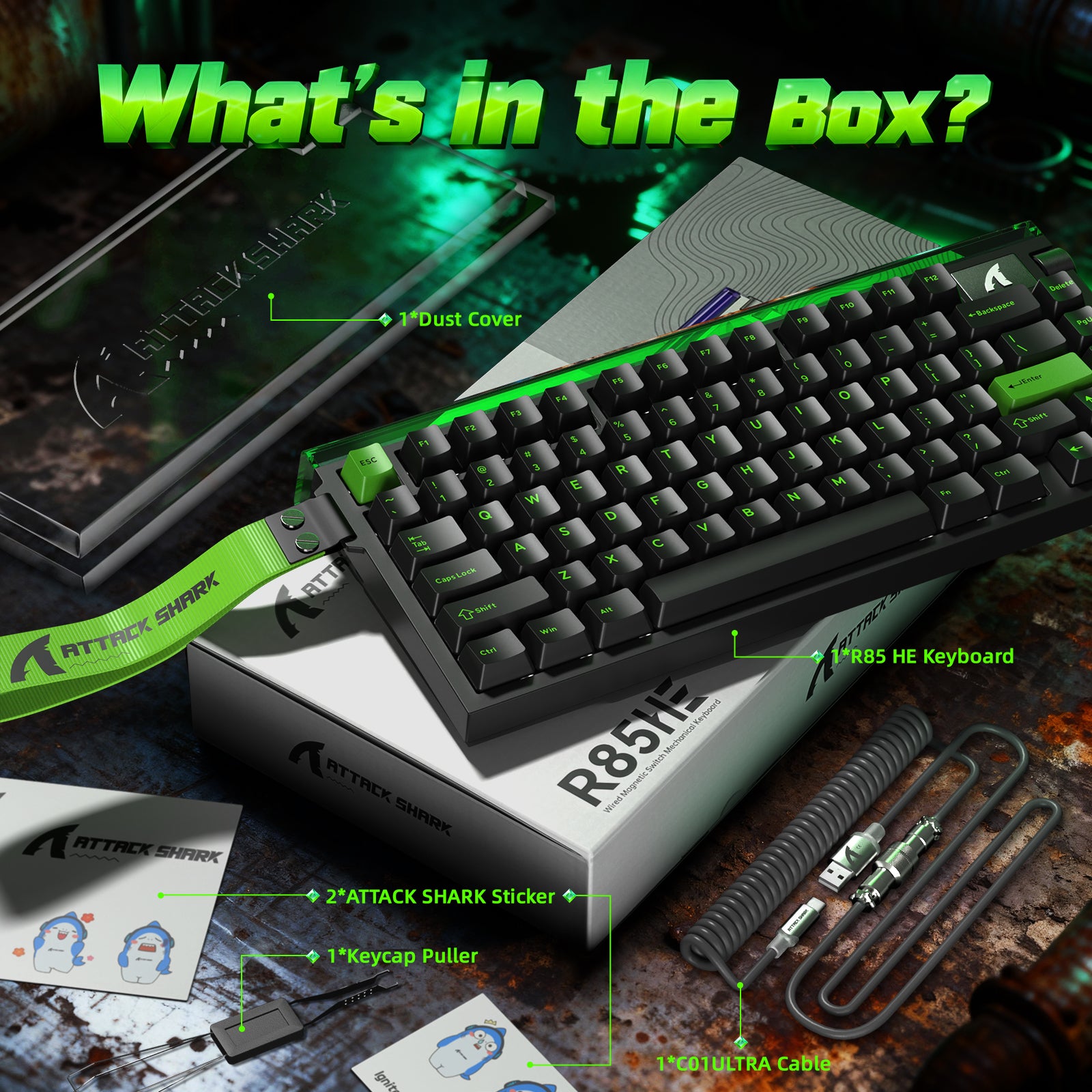 Teclado ATTACK SHARK R85 HE Rapid Trigger con cable LED C01ULTRA