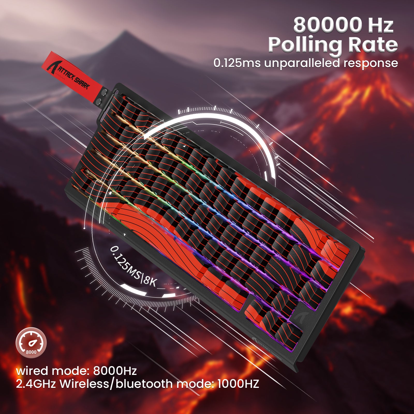 ATTACK SHARK X68PRO HE wireless rapid trigger keyboard with 8000Hz polling rate and 0.125ms response