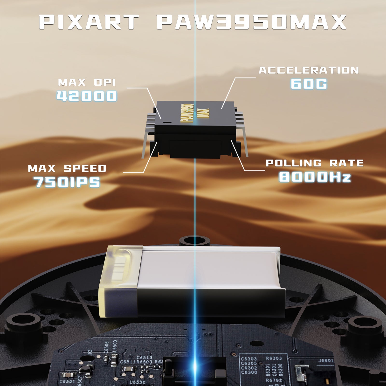 Ratón gaming inalámbrico ATTACK SHARK V5 8KHz PAW3950MAX con cable C06 Ultra