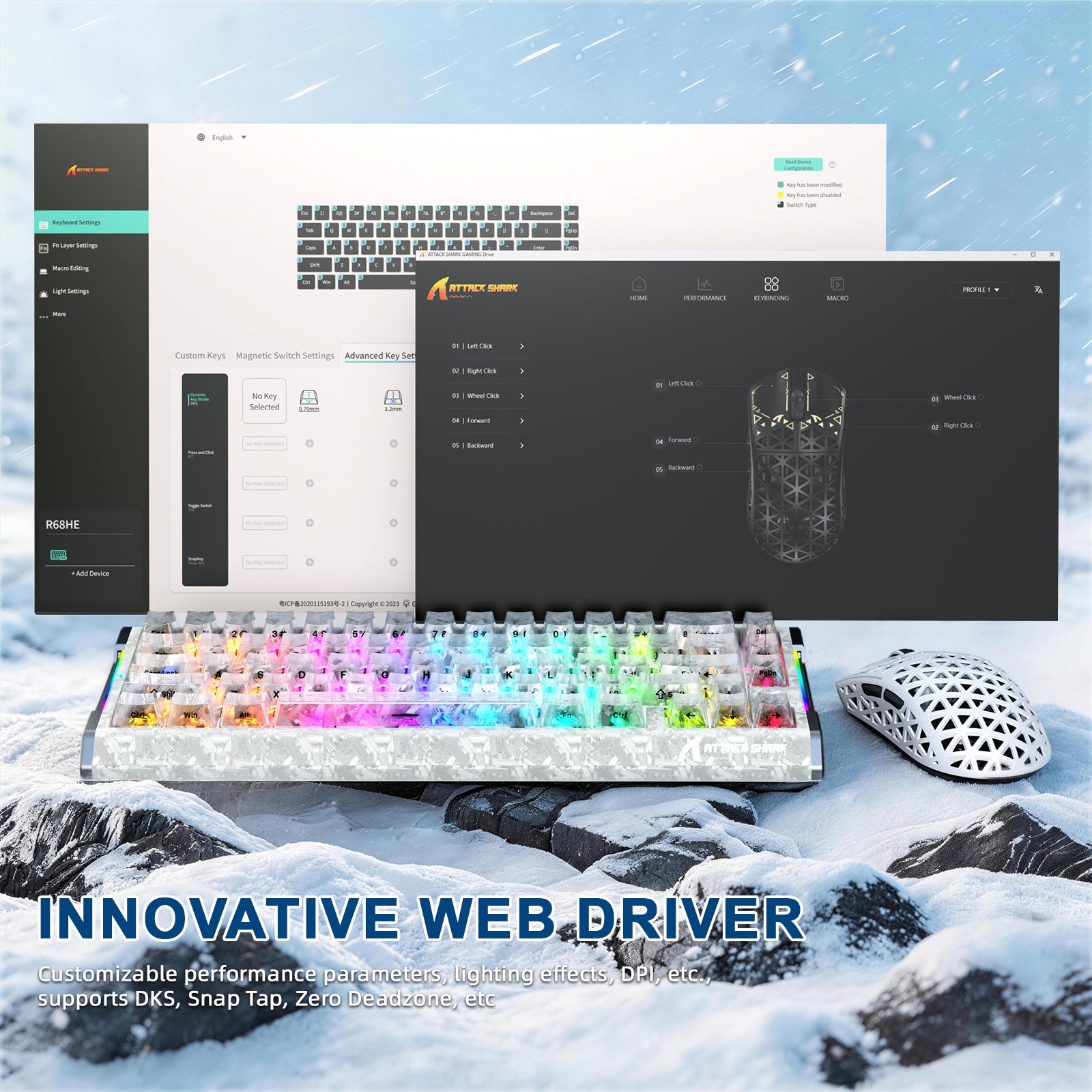 Attack Shark R68 HE & R5 ULTRA Gaming Bundle with Innovative Web Driver.