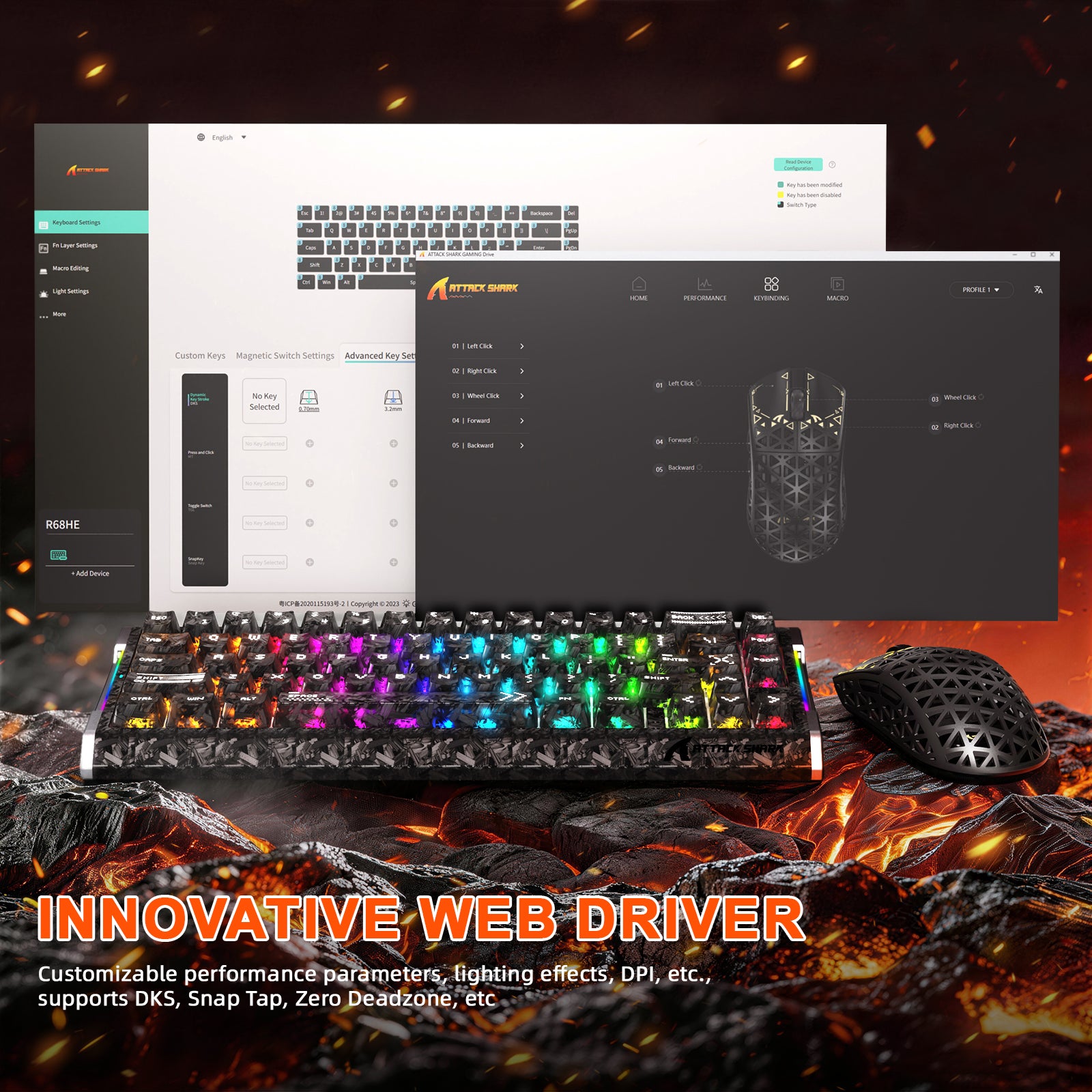 Paquete gaming ATTACK SHARK R68 HE & R5 ULTRA de fibra de carbono