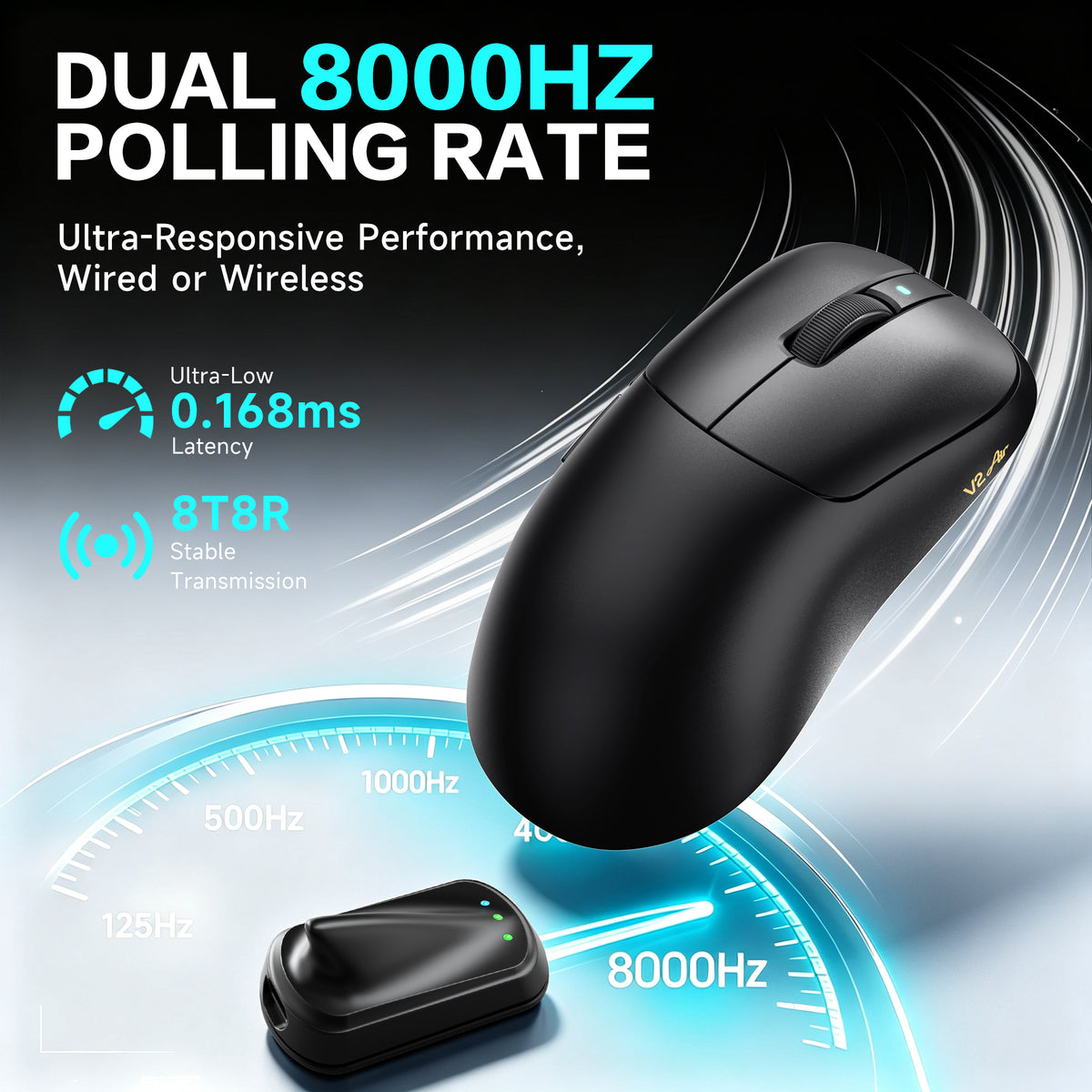 ATTACK SHARK V2 AIR PAW3955MAX Ratón inalámbrico ergonómico para gaming