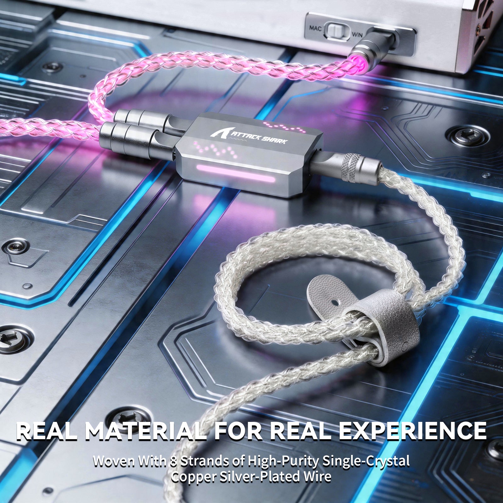 Cable 2 en 1 ATTACK SHARK C07 PRO Tipo C para teclado/ratón de juego 8KHz