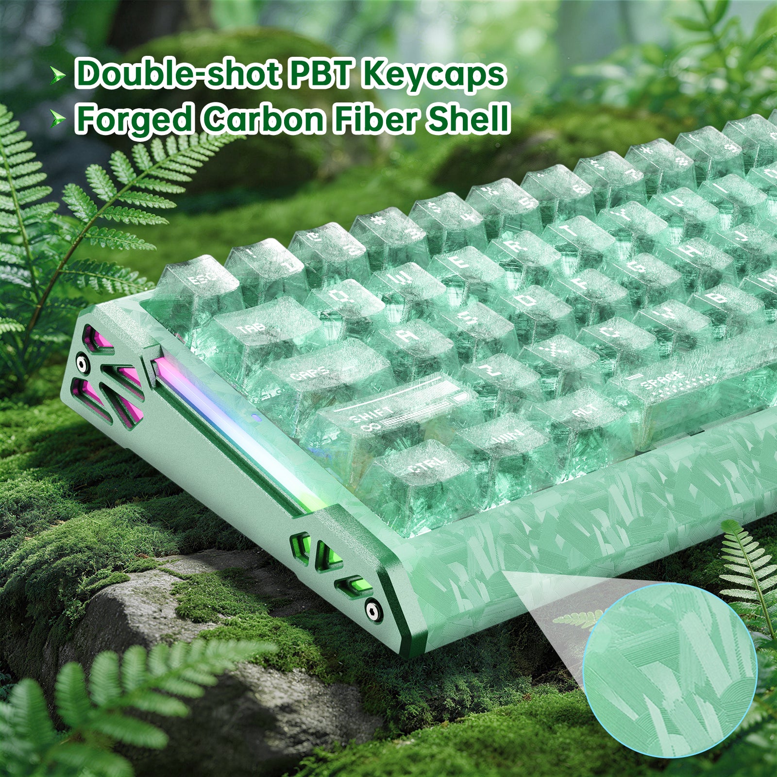 Teclado ATTACK SHARK R68 HE Rapid Trigger con cable en espiral RGB C01 Ultra de fibra de carbono con cableado