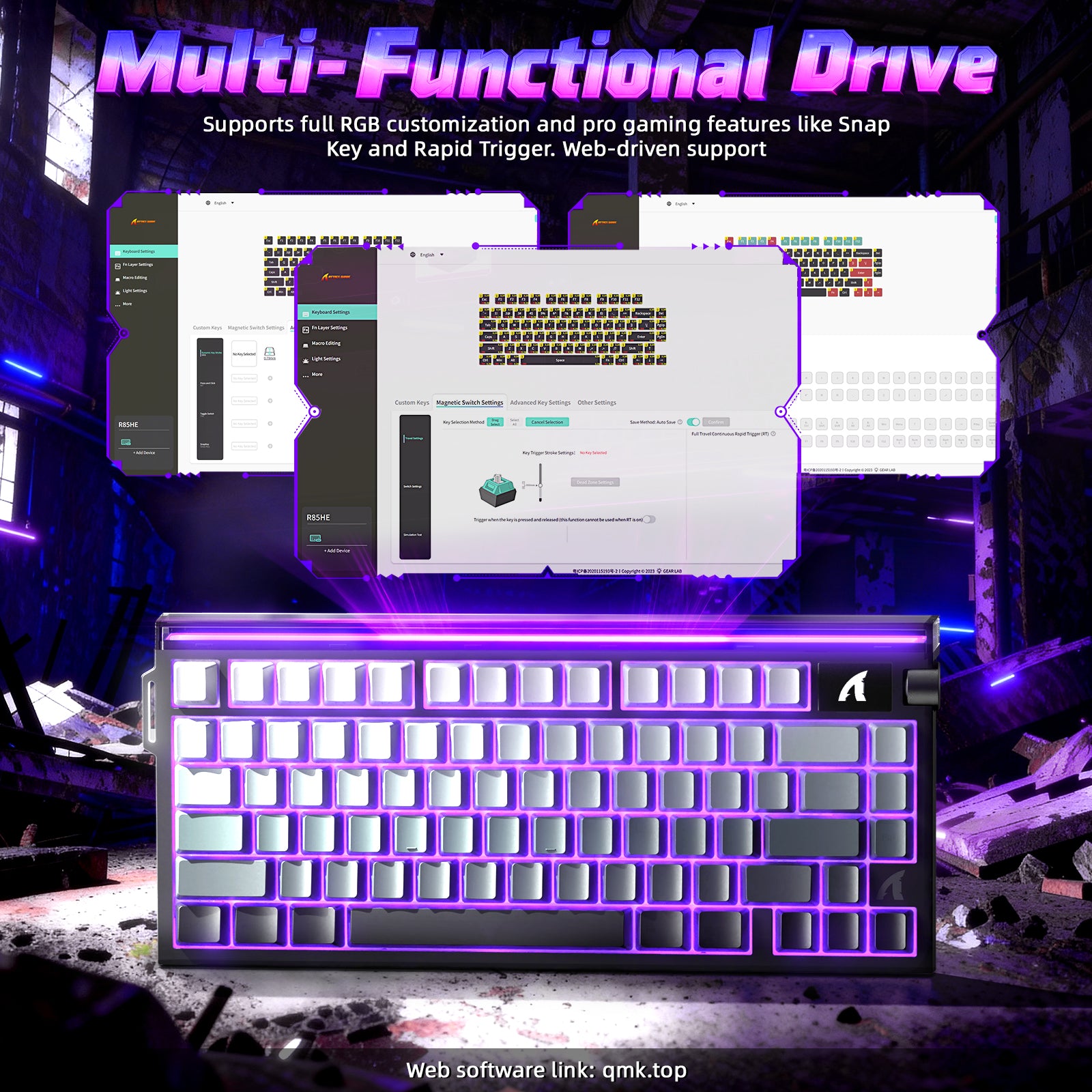 Teclado ATTACK SHARK R85 HE Rapid Trigger con cable LED C01ULTRA
