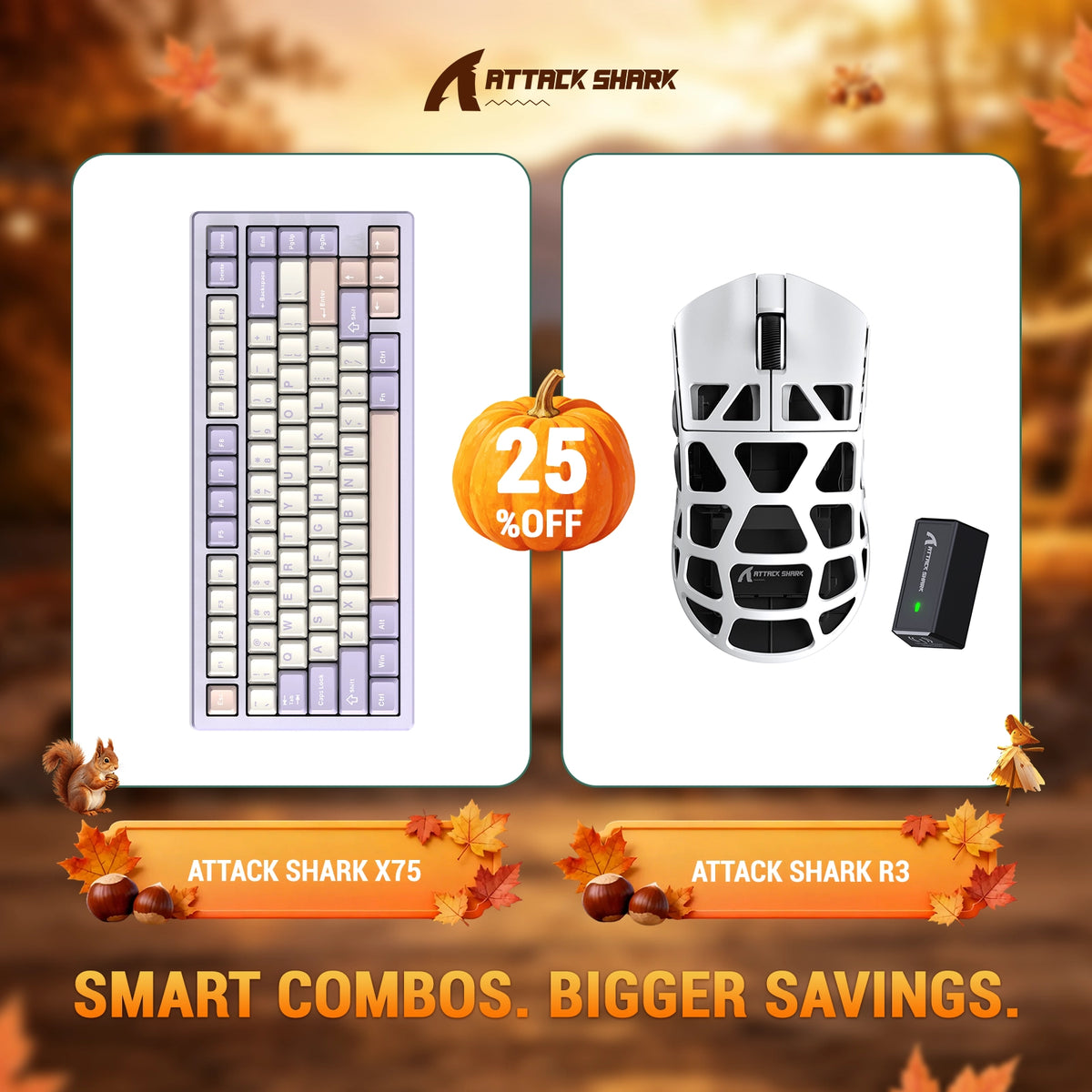 Paquete ATTACK SHARK X75 teclado de aluminio completo + ratón para juegos de aleación de magnesio R3