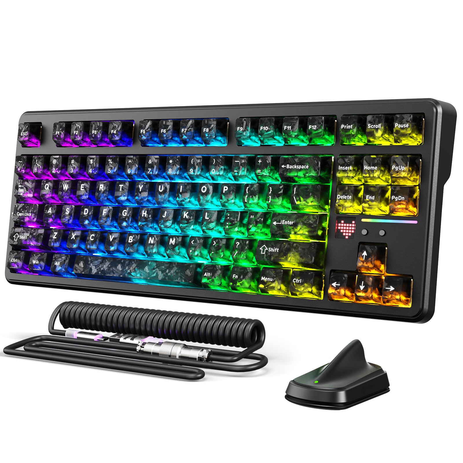Teclado de juego inalámbrico ATTACK SHARK X87 ULTRA con receptor 8KHz y cable en espiral RGB