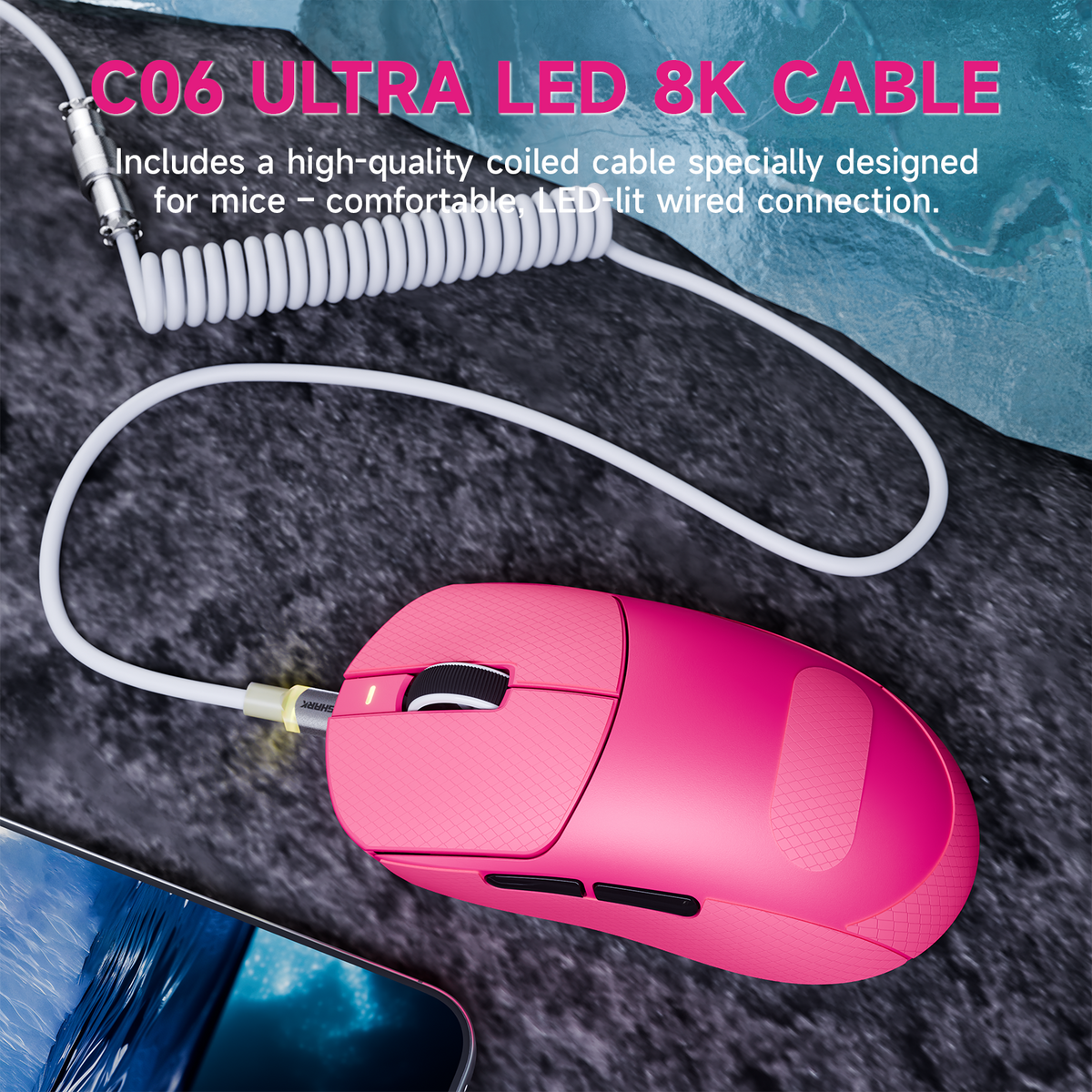 Ratón gaming inalámbrico triplомodo ATTACK SHARK X8 PLUS con cable C06 ULTRA
