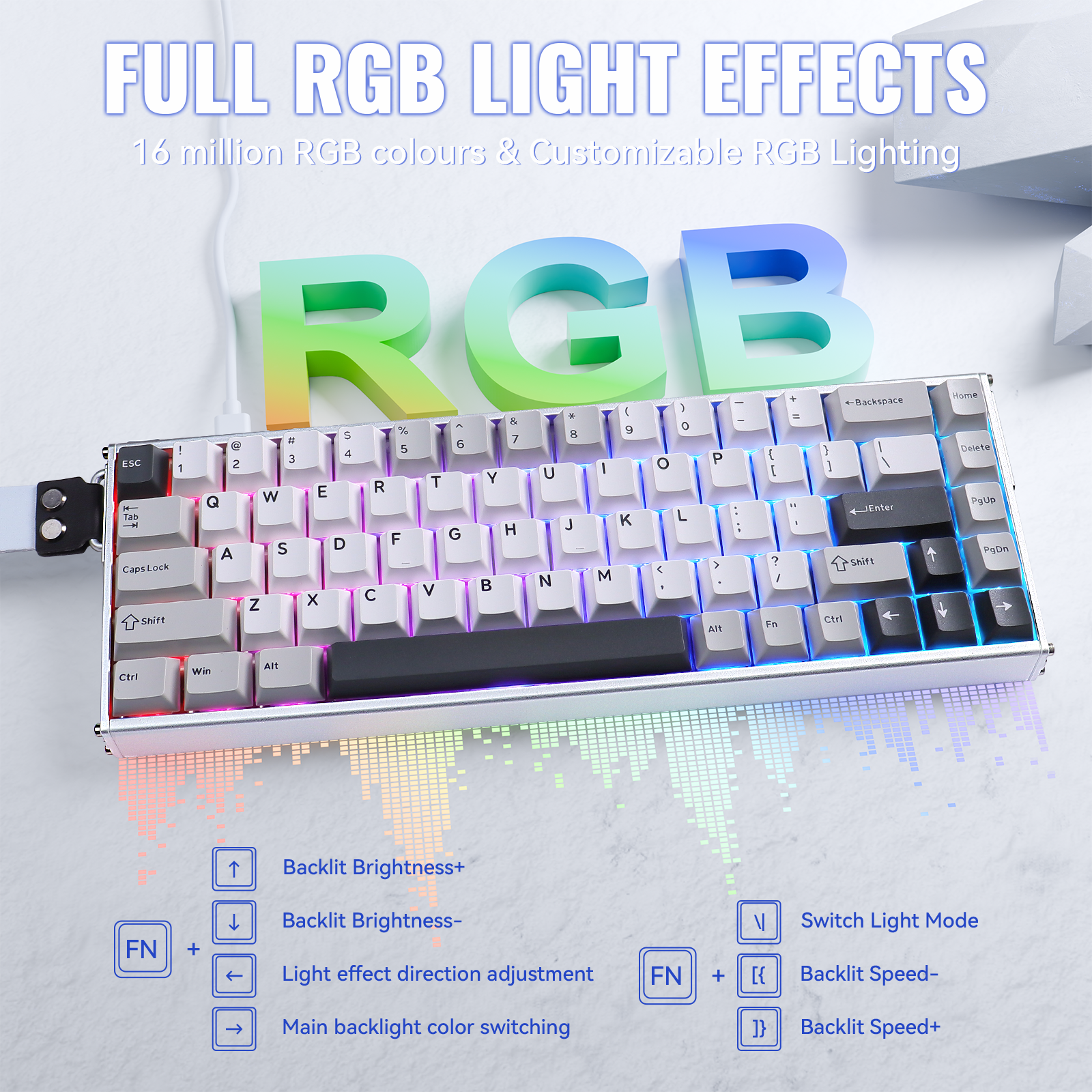 Teclado de aluminio ATTACK SHARK X68MAX HE Rapid Trigger con interruptor magnético