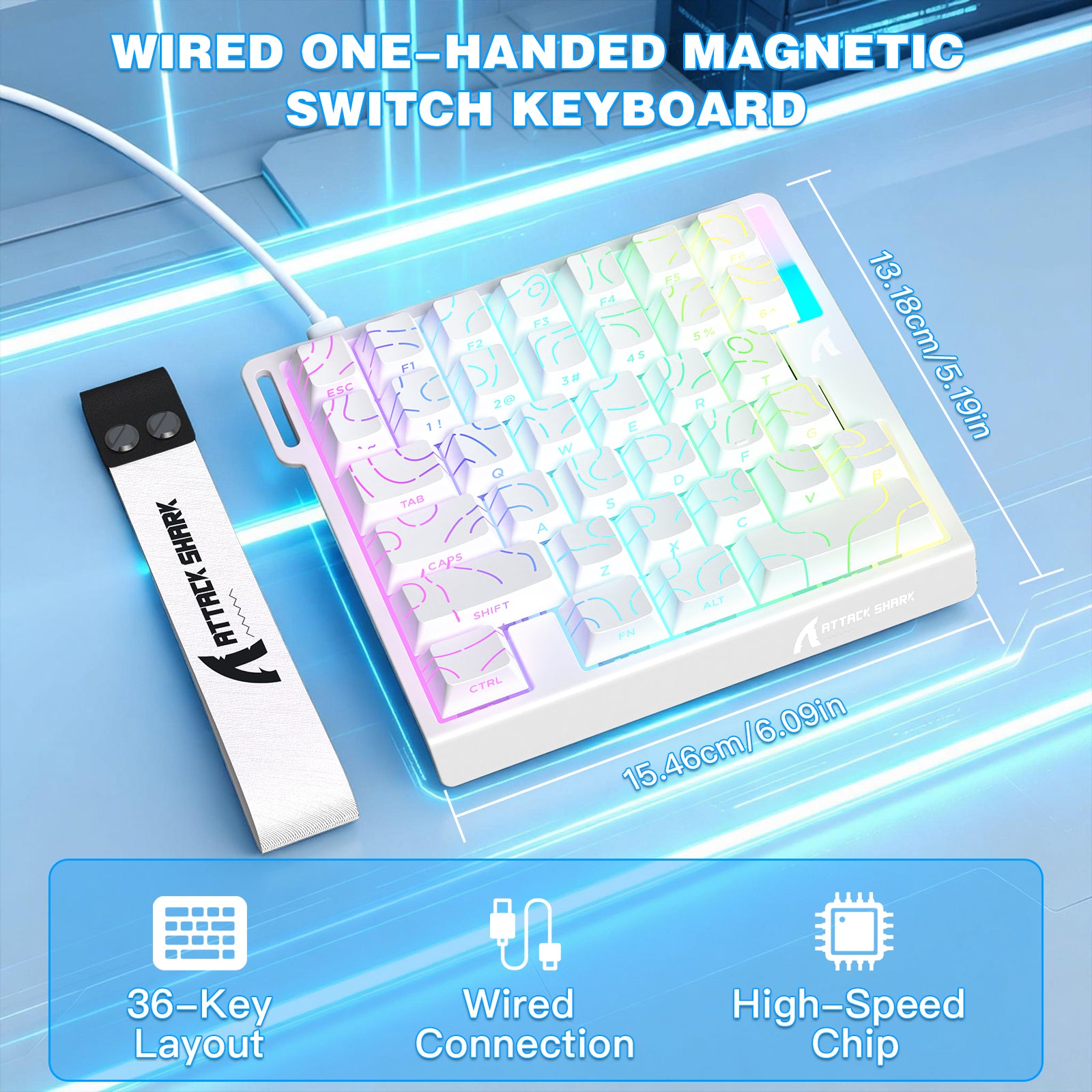 Teclado con interruptor magnético de una mano ATTACK SHARK M36 HE