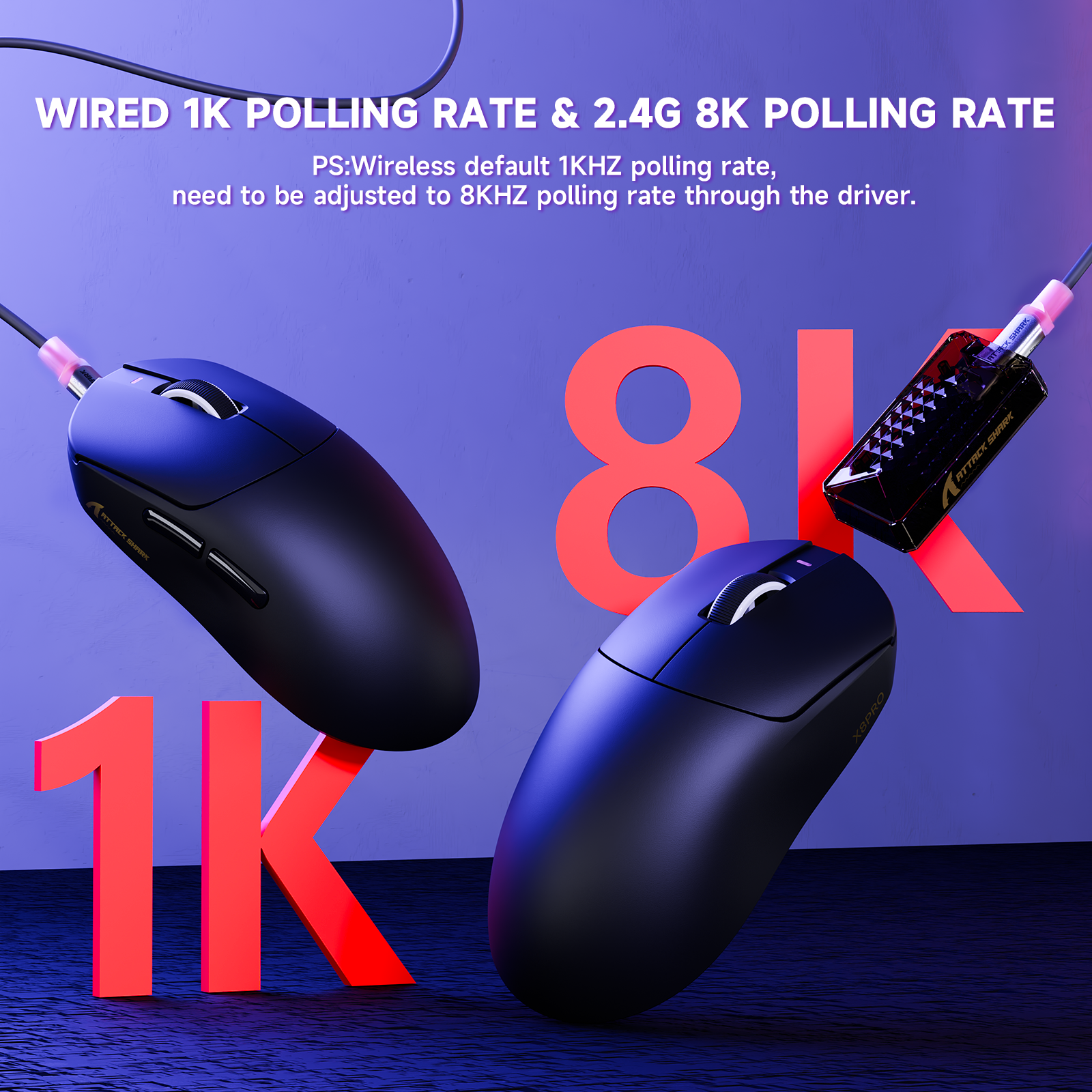 Ratón gaming inalámbrico ultra ligero ATTACK SHARK X8PRO y cable C06ULTRA
