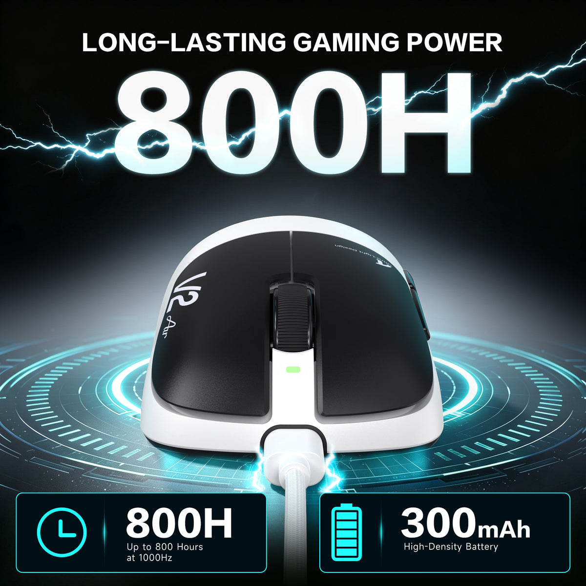 ATTACK SHARK V2 AIR PAW3955MAX Ratón inalámbrico ergonómico para gaming