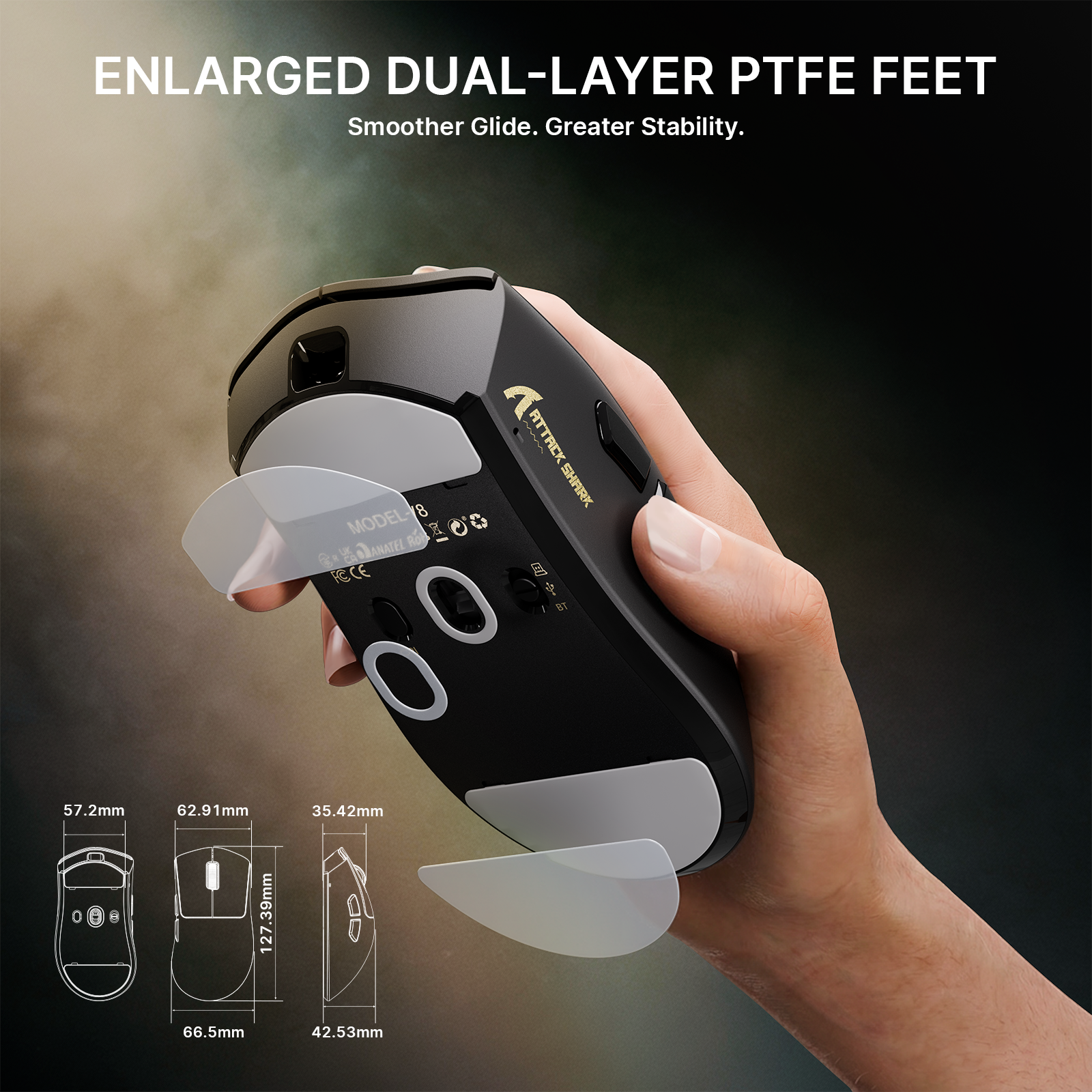 Ratón gaming ergonómico inalámbrico ultra ligero ATTACK SHARK V8 Ultra