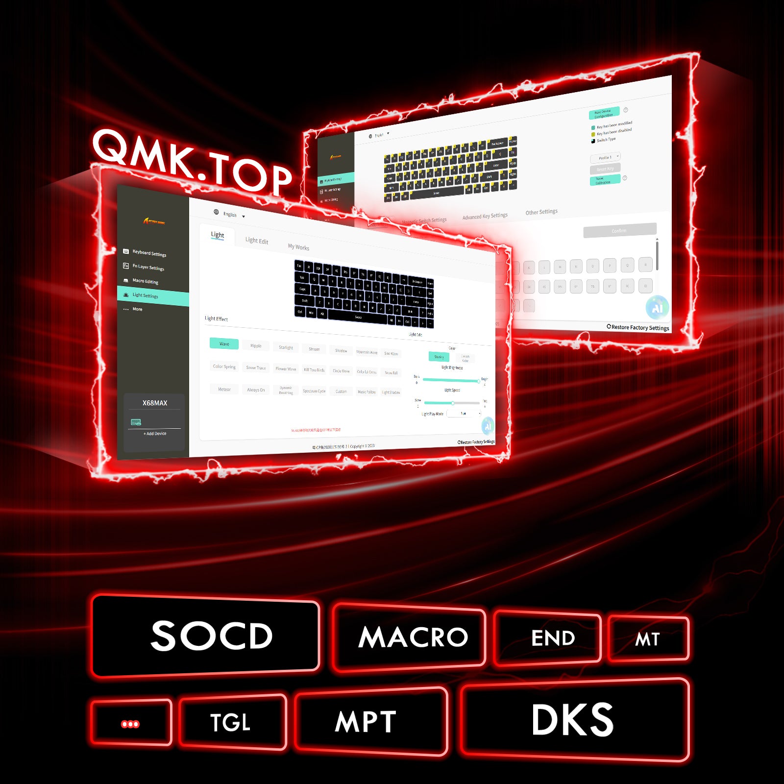Teclado CNC de aluminio ATTACK SHARK X68MAX HE Rapid Trigger con interruptor magnético y cable en espiral RGB C01Ultra