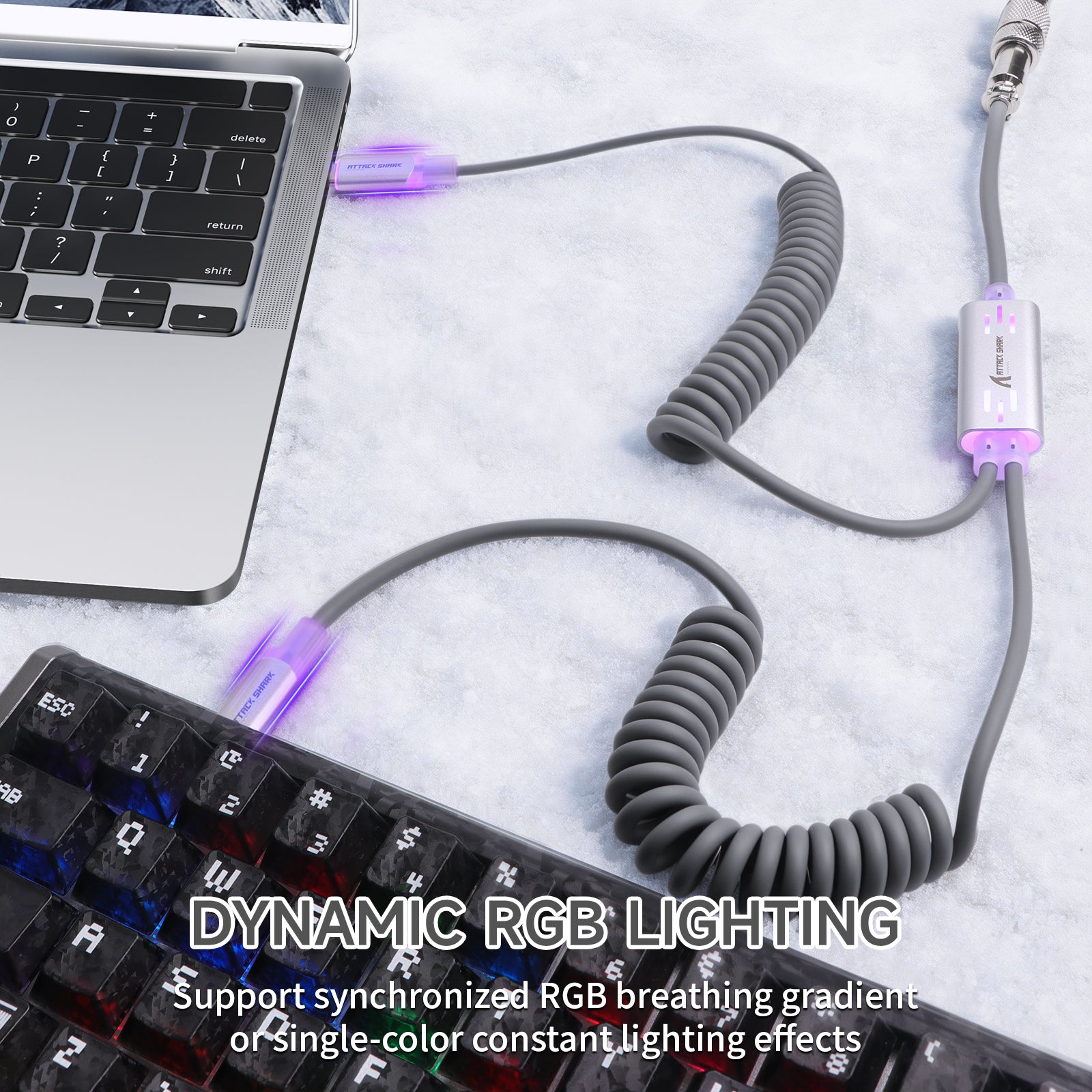 ATTACK SHARK C08 Cable de aviación personalizado 2 en 1 para teclados magnéticos de 8 kHz