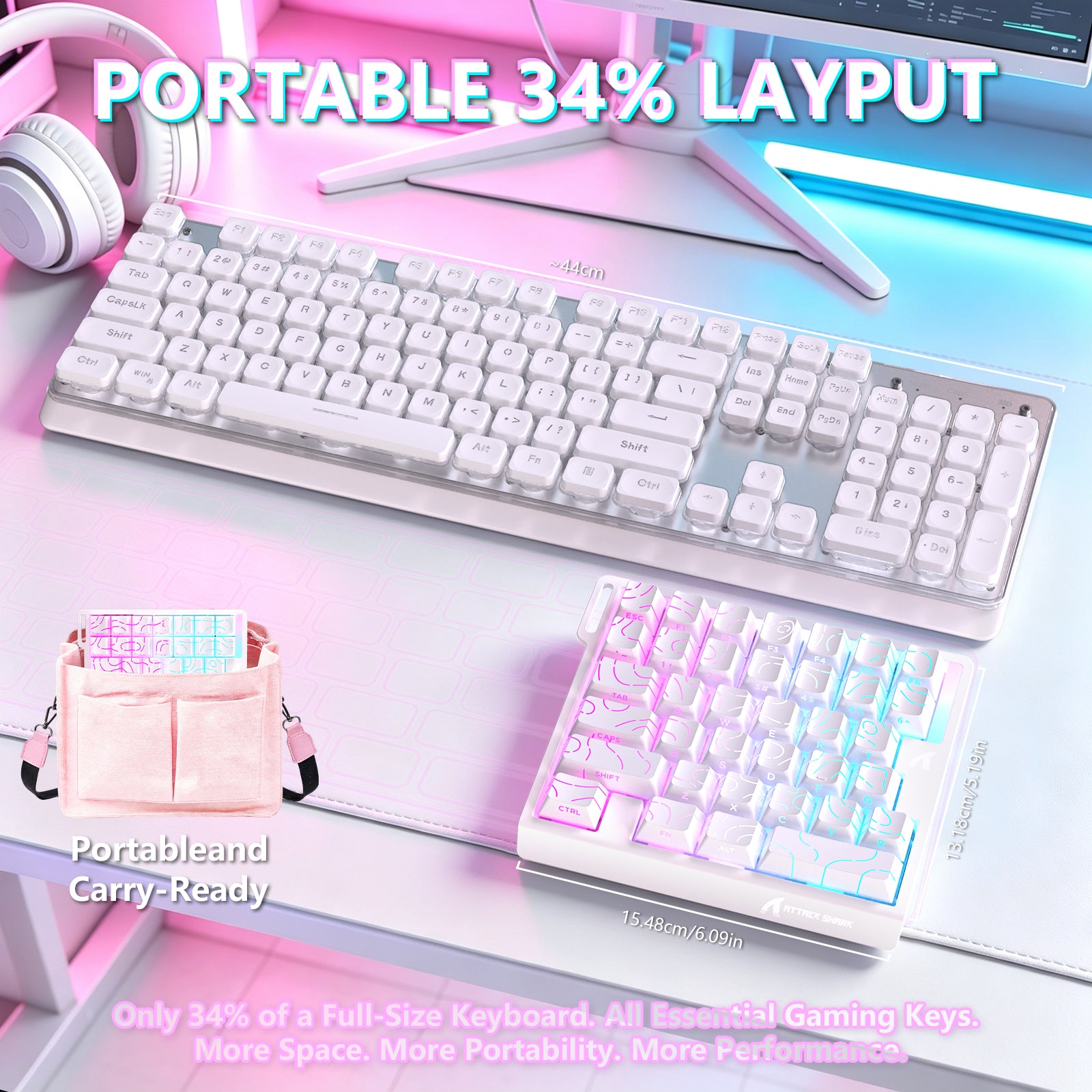 Teclado con interruptor magnético de una mano ATTACK SHARK M36 HE y cable aviador LED ULTRA C01