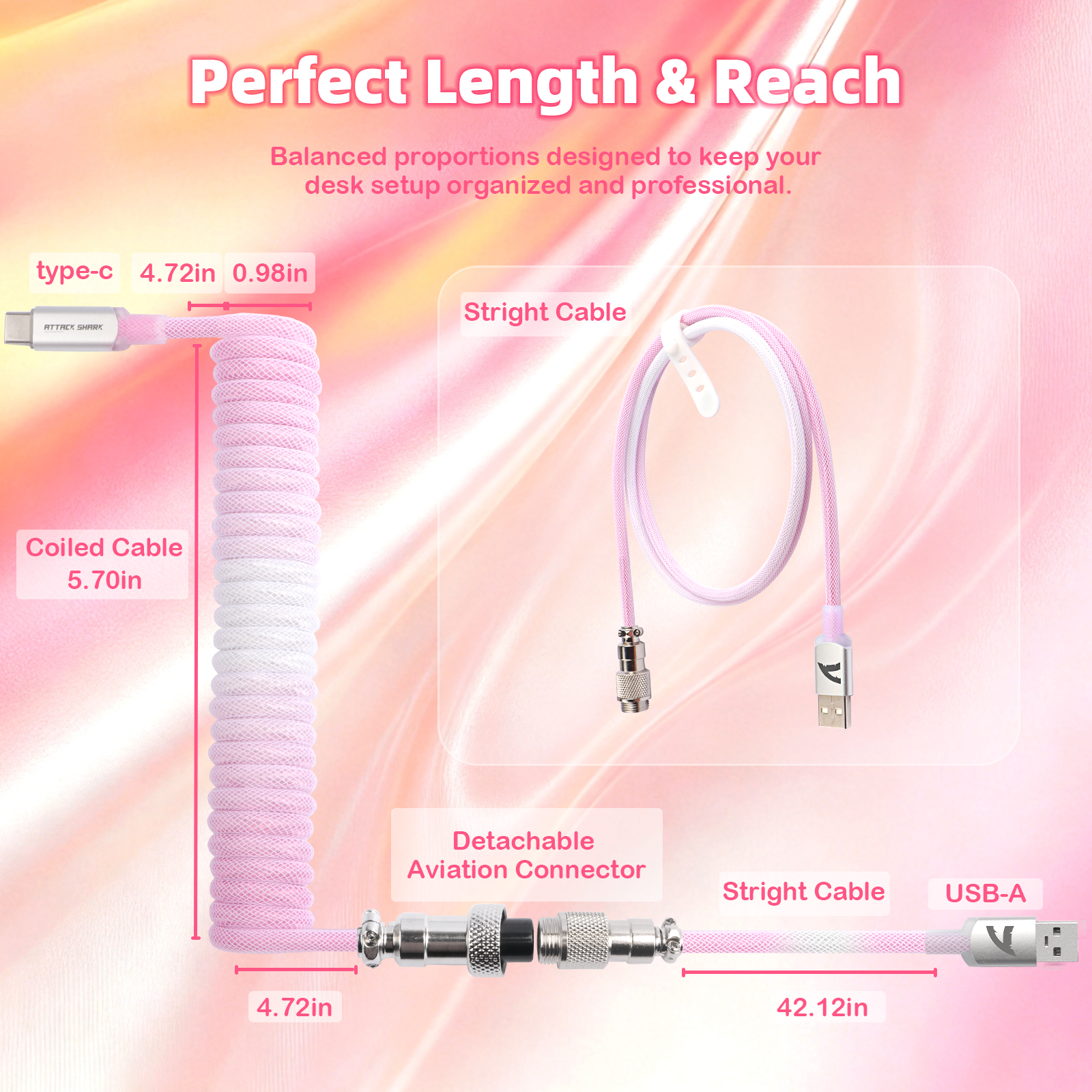 Cable en espiral ATTACK SHARK C01ULTIMATE para teclado magnético 8KHz