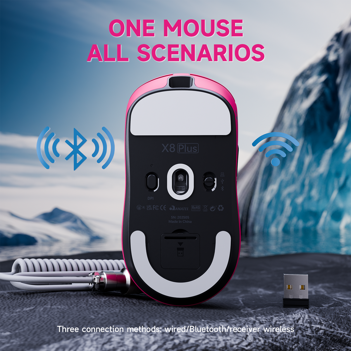 Ratón gaming inalámbrico triplомodo ATTACK SHARK X8 PLUS con cable C06 ULTRA
