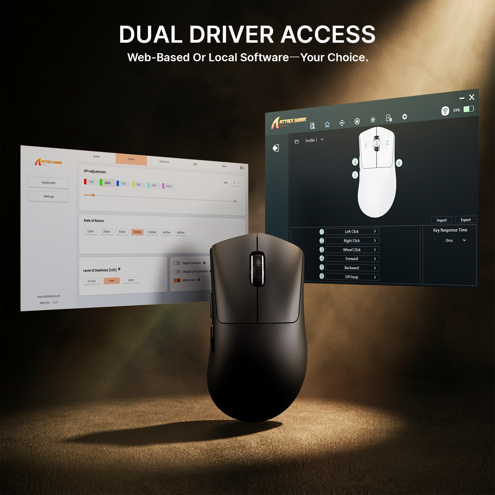 Ratón gaming ergonómico inalámbrico ultra ligero ATTACK SHARK V8 Ultra