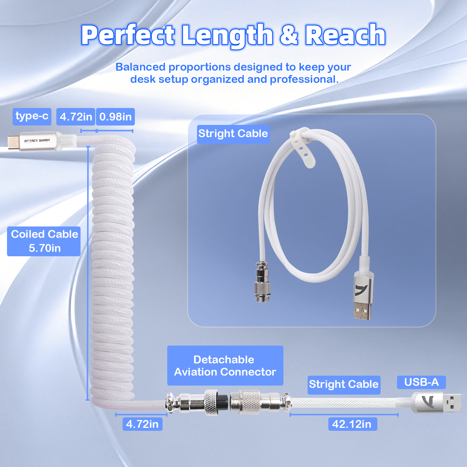 Cable en espiral ATTACK SHARK C01ULTIMATE para teclado magnético 8KHz