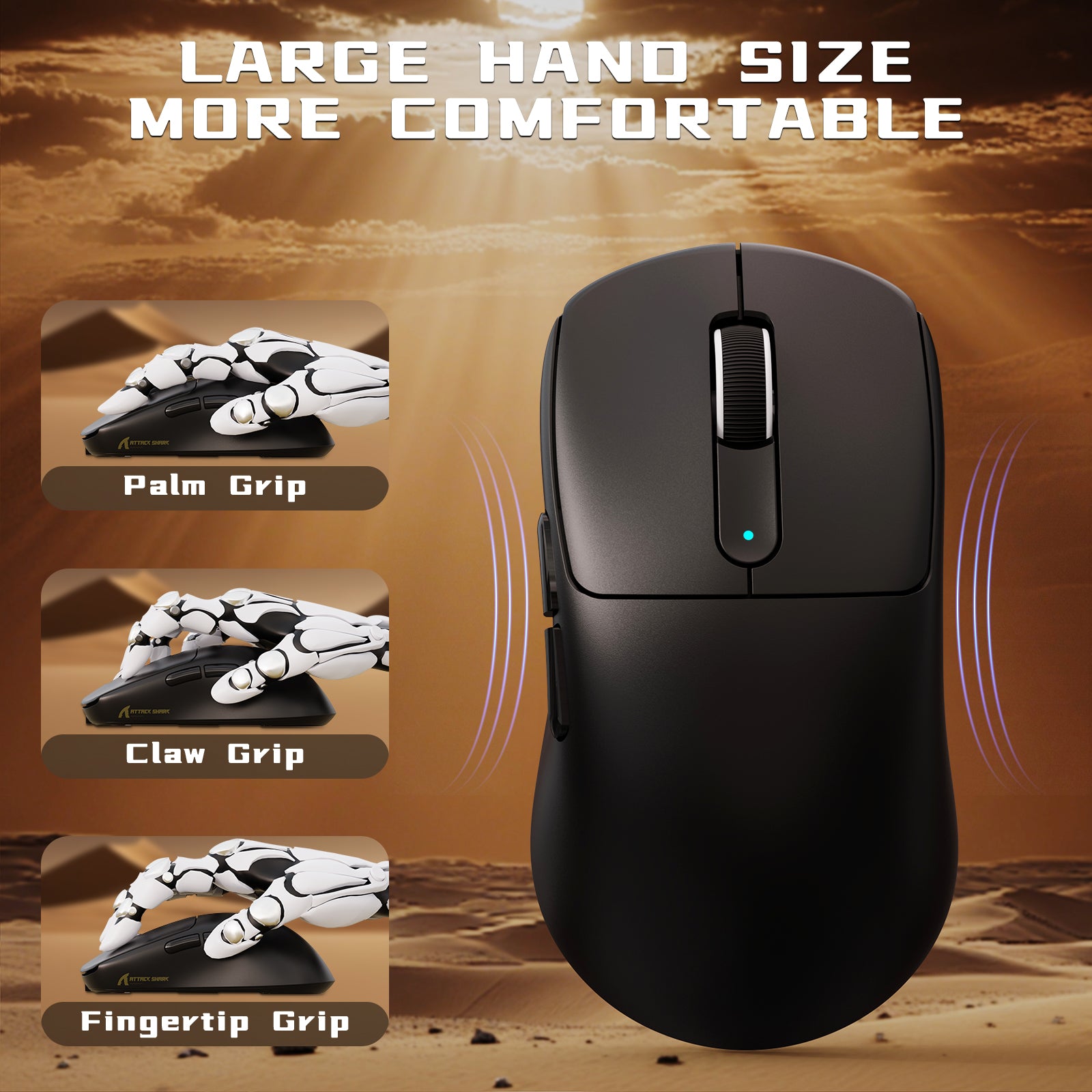 Ratón gaming inalámbrico ATTACK SHARK V5 8KHz PAW3950MAX con cable C06 Ultra