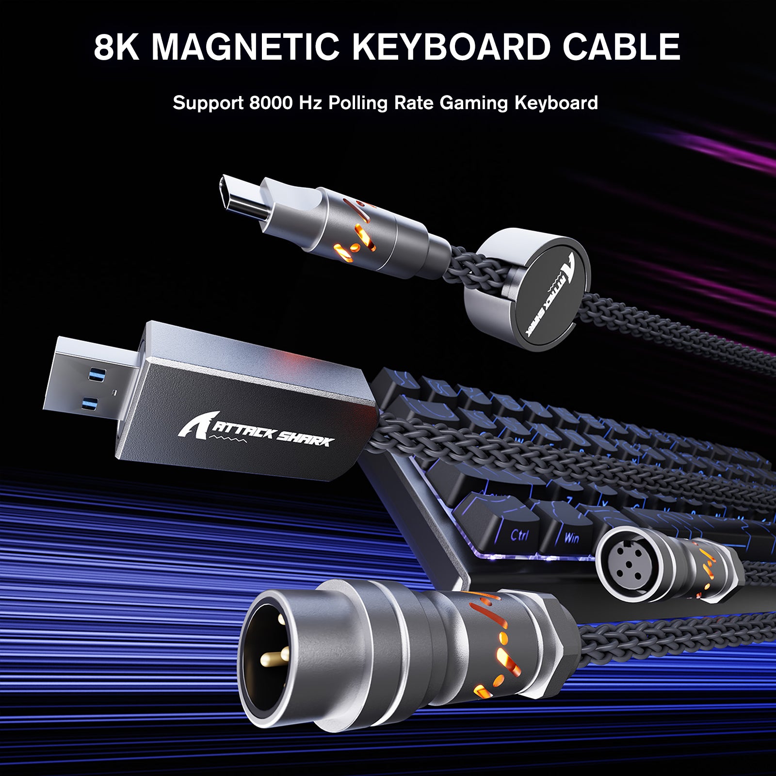 ATTACK SHARK C07 Cable Aviador Personalizado para Teclado Magnético 8KHz