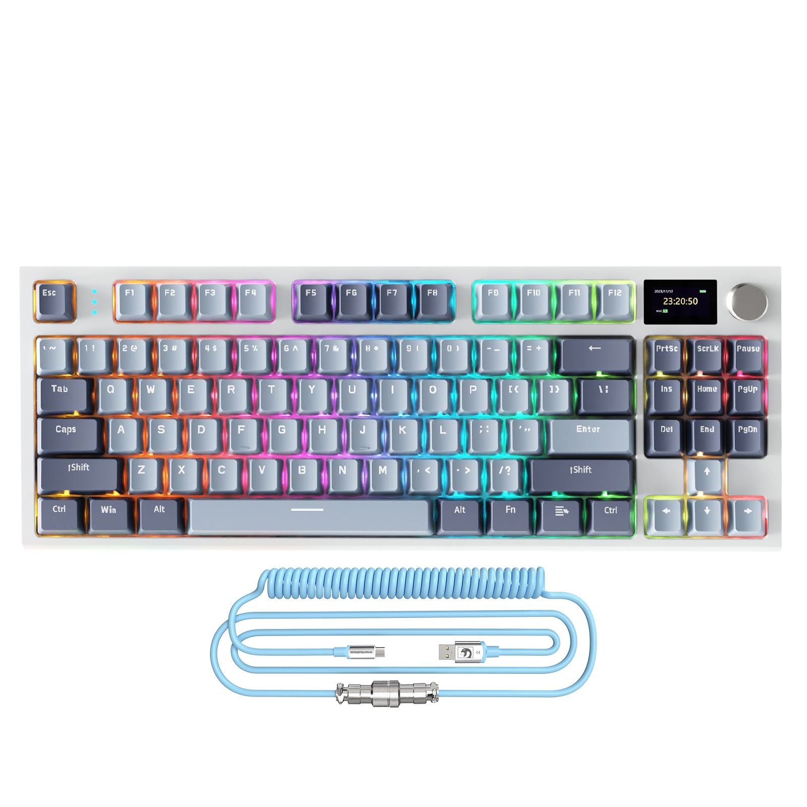 ATTACK SHARK K86 Teclado Mecánico Inalámbrico con Cable Enrollado