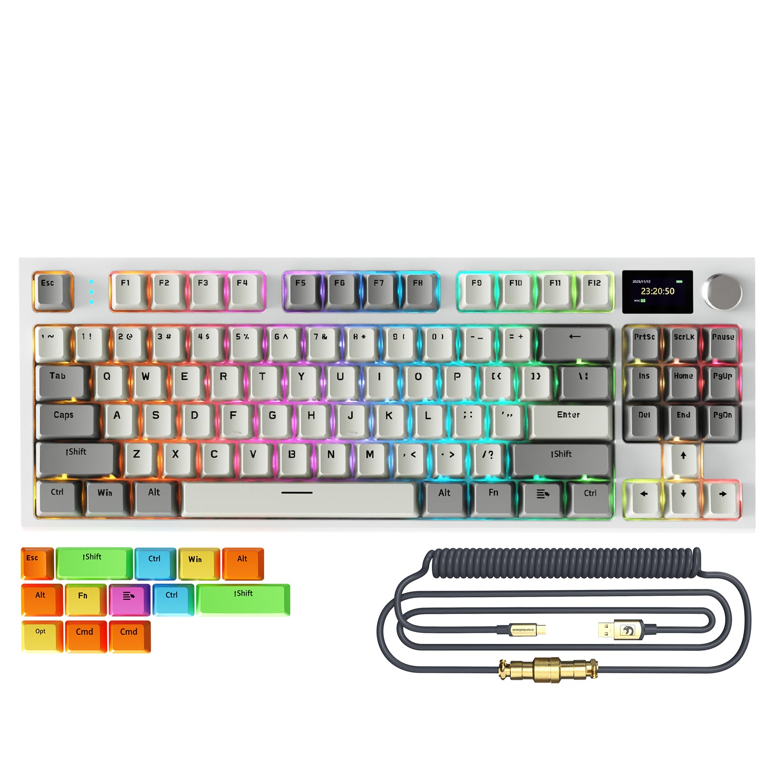 ATTACK SHARK K86 Teclado Mecánico Inalámbrico con Cable Enrollado