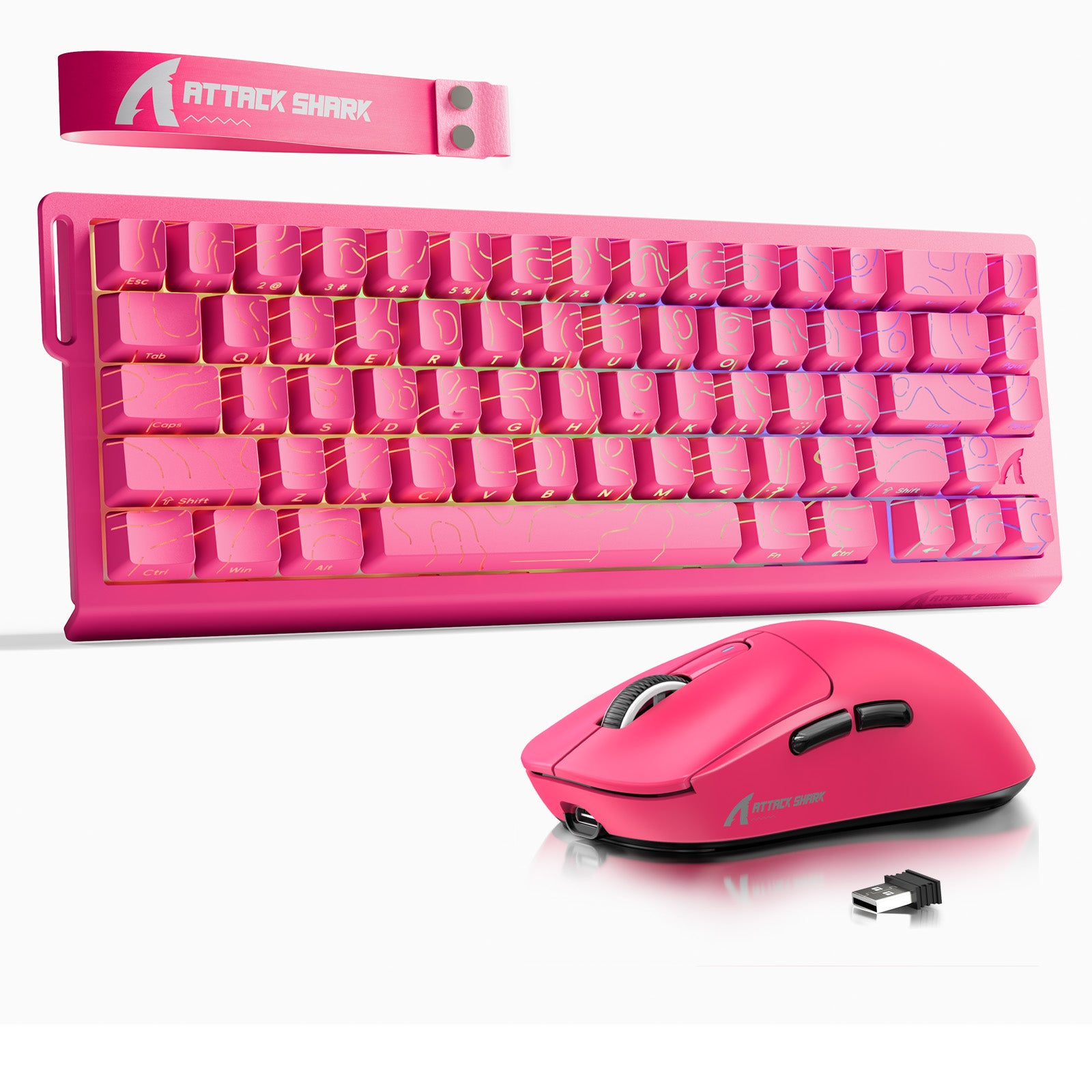 Paquete ATTACK SHARK X68HE Rapid Trigger Keyboard + ratón inalámbrico para juegos X3