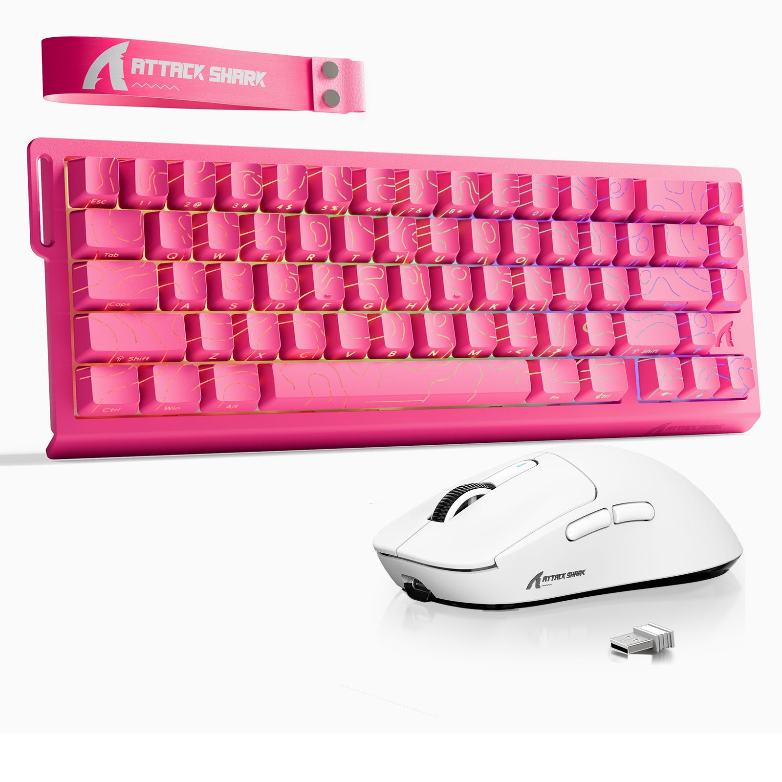 Paquete ATTACK SHARK X68HE Rapid Trigger Keyboard + ratón inalámbrico para juegos X3