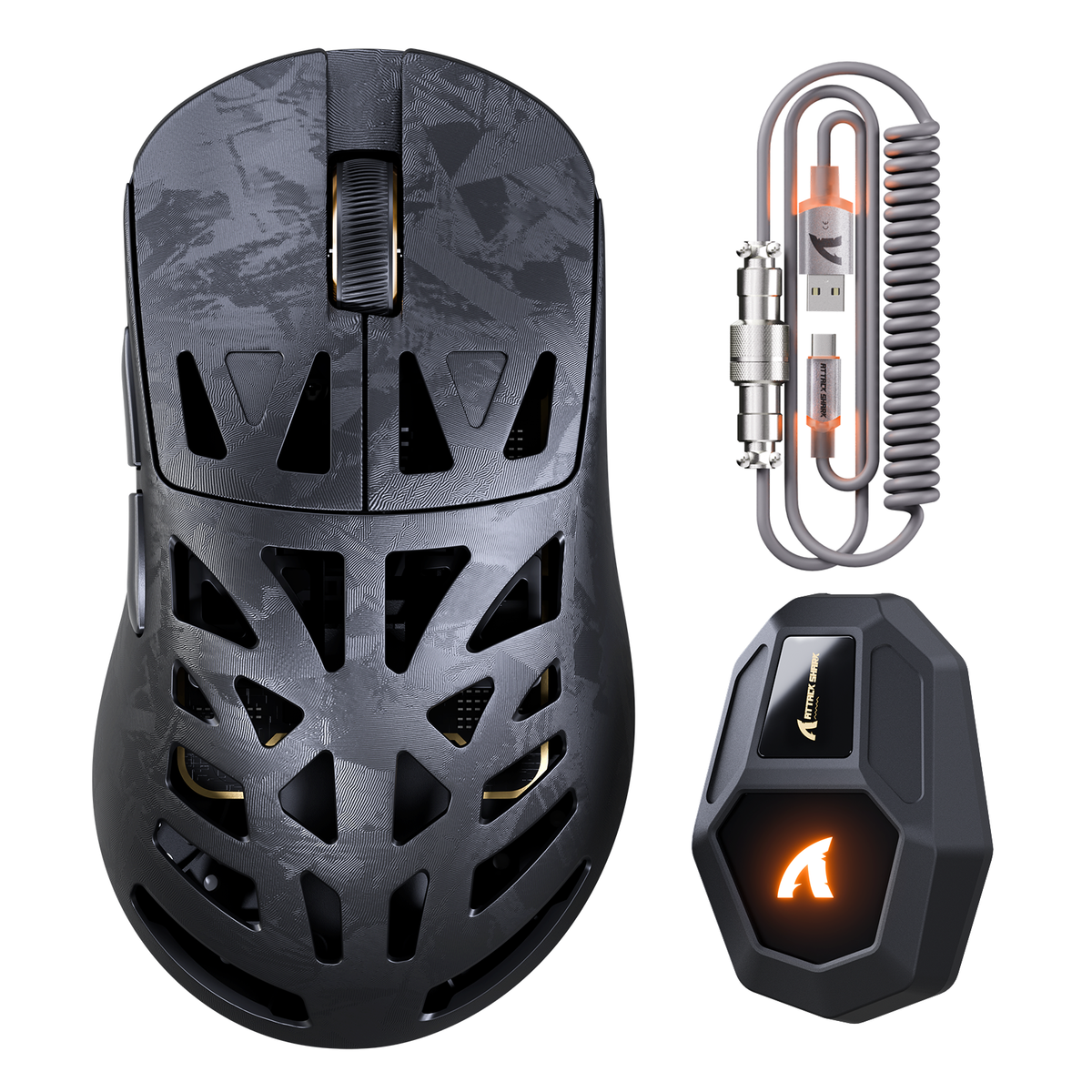 Ratón gaming inalámbrico ATTACK SHARK RS6 ULTRA de fibra de carbono con PAW3955MAX