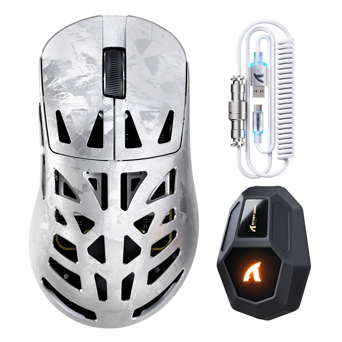 Ratón gaming inalámbrico ATTACK SHARK RS6 ULTRA de fibra de carbono con PAW3955MAX